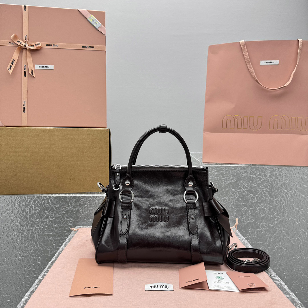 Miu Miu Shiny Leather Top-Handle Bag - DesignerGu