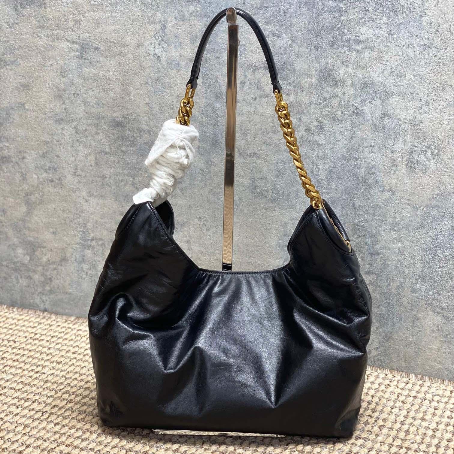 Saint Laurent HORTENSE Small Hobo In Shiny Leather - DesignerGu