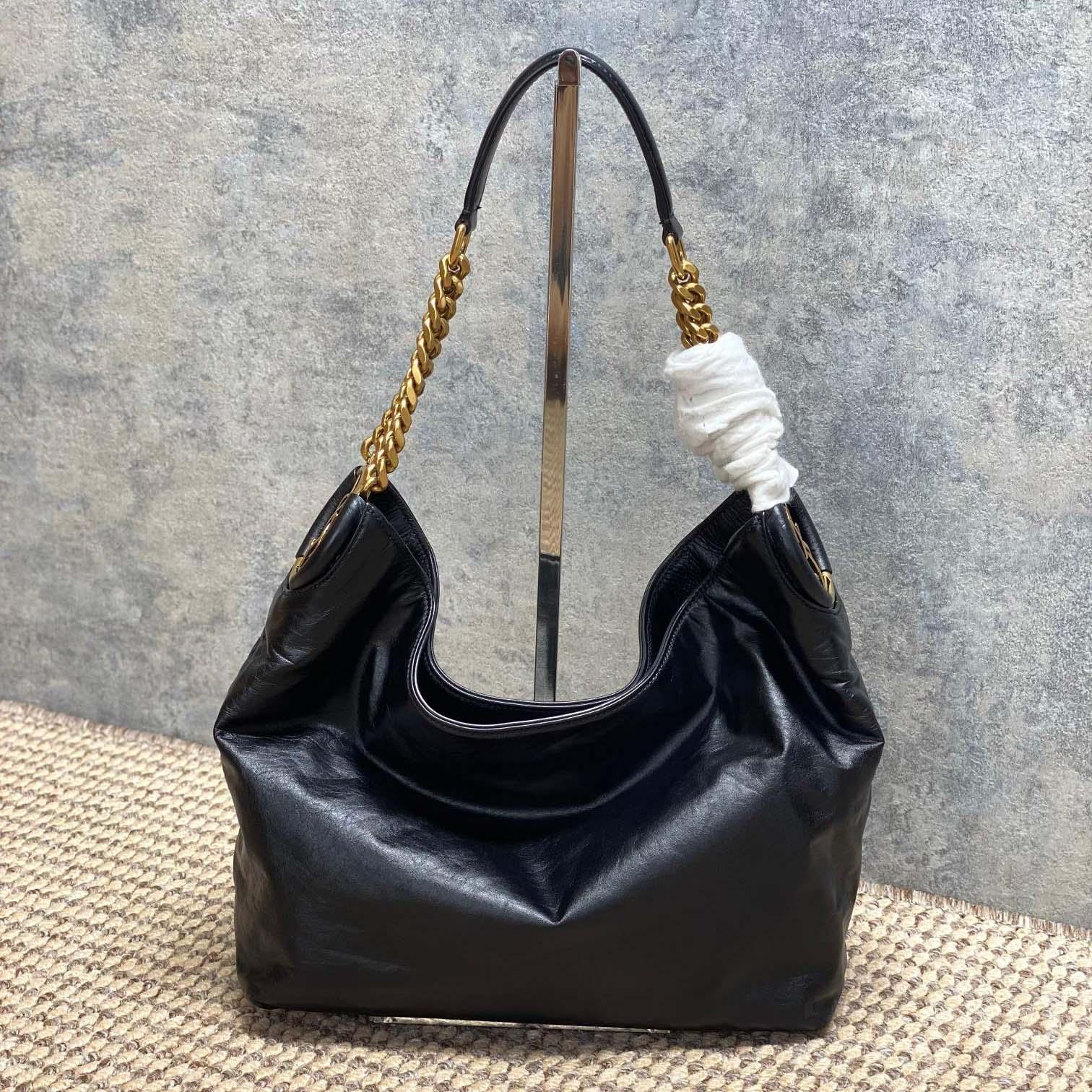 Saint Laurent HORTENSE Small Hobo In Shiny Leather - DesignerGu