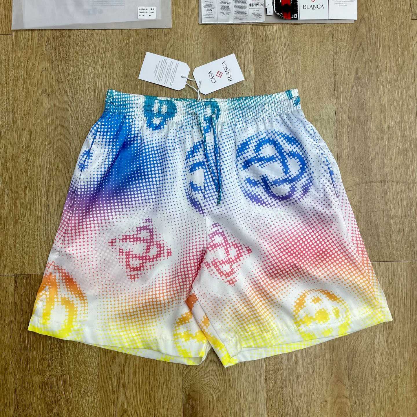 Casablanca Halftone Logo Silk Shorts  CA3578 - DesignerGu