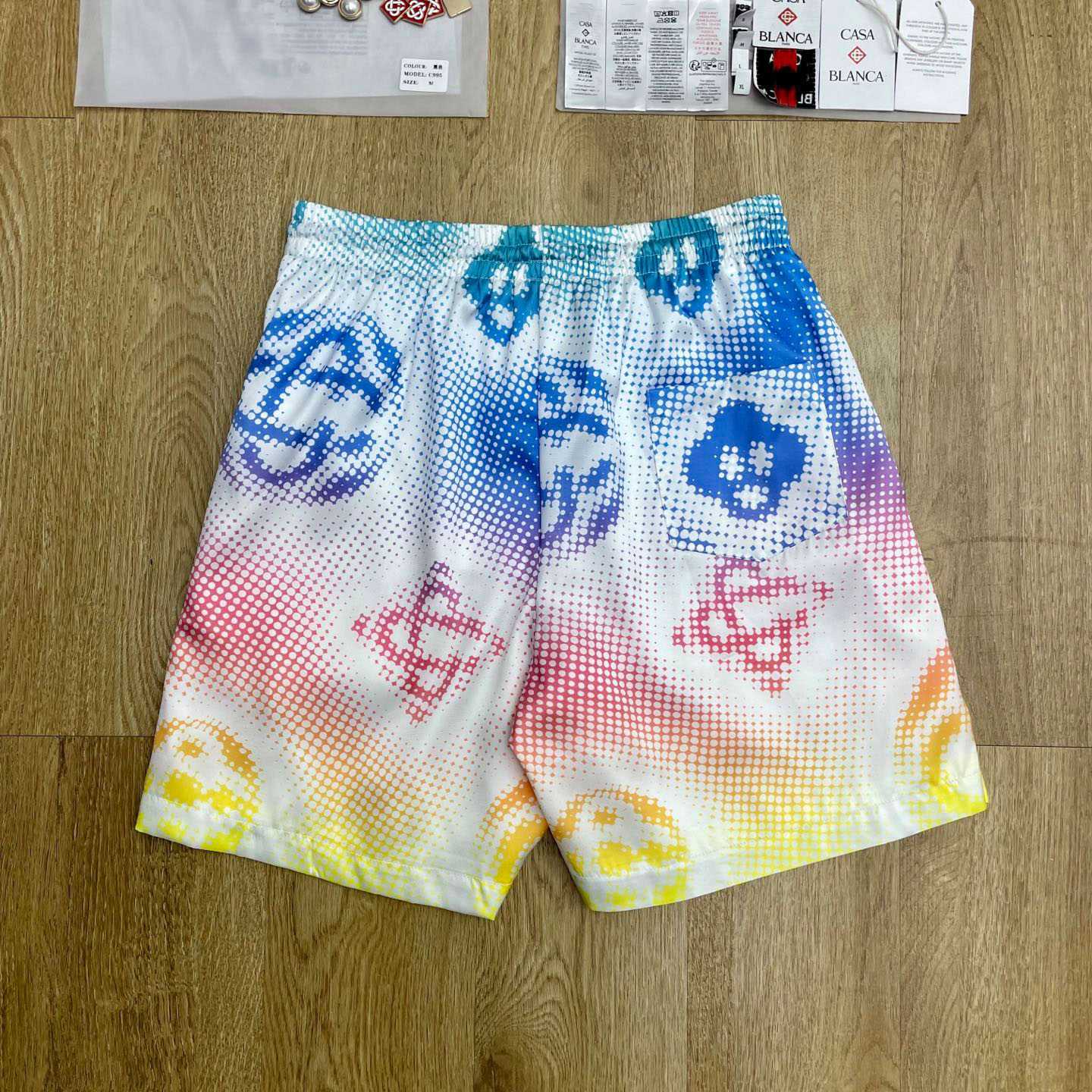 Casablanca Halftone Logo Silk Shorts  CA3578 - DesignerGu