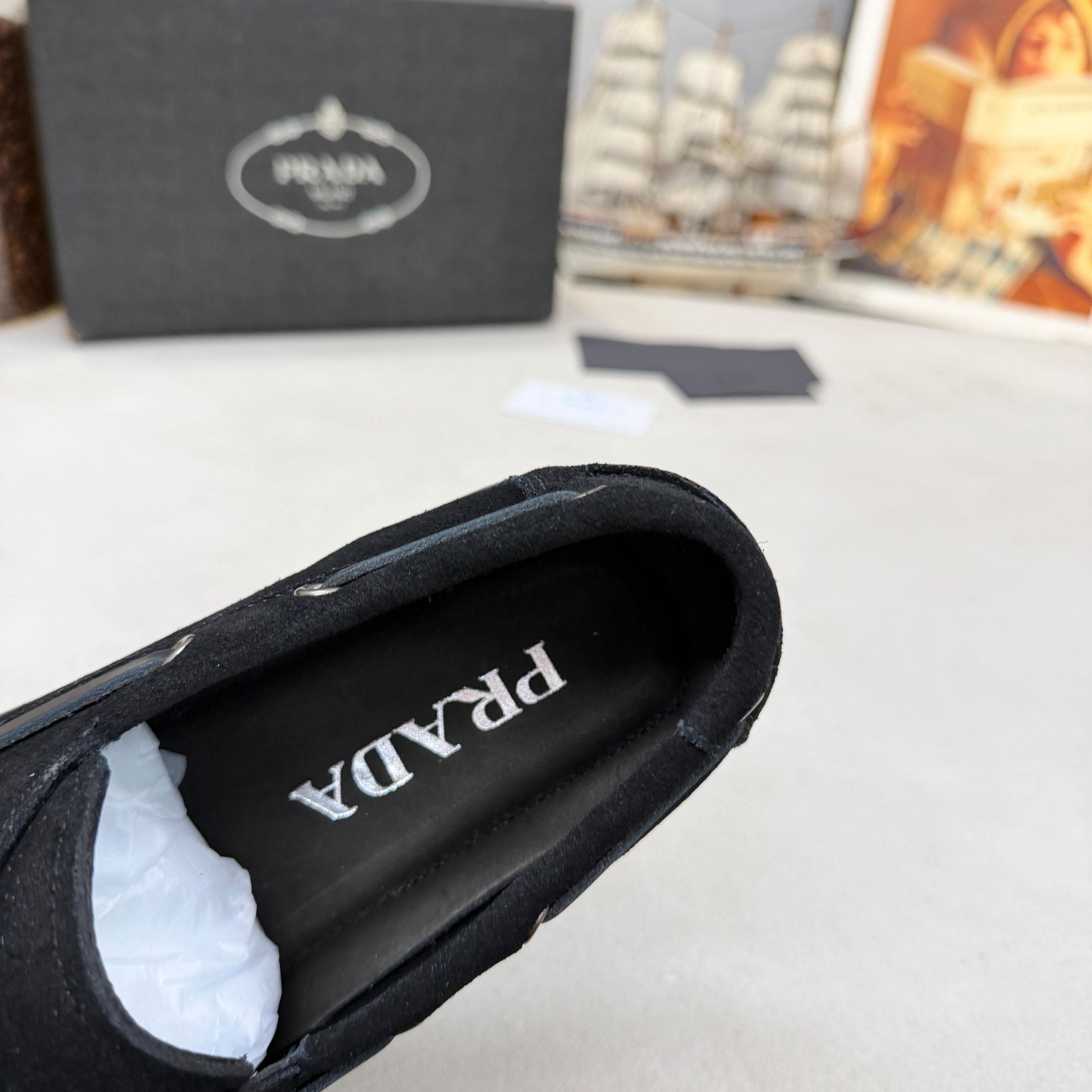 Prada Suede Boat Shoes With Laces - DesignerGu