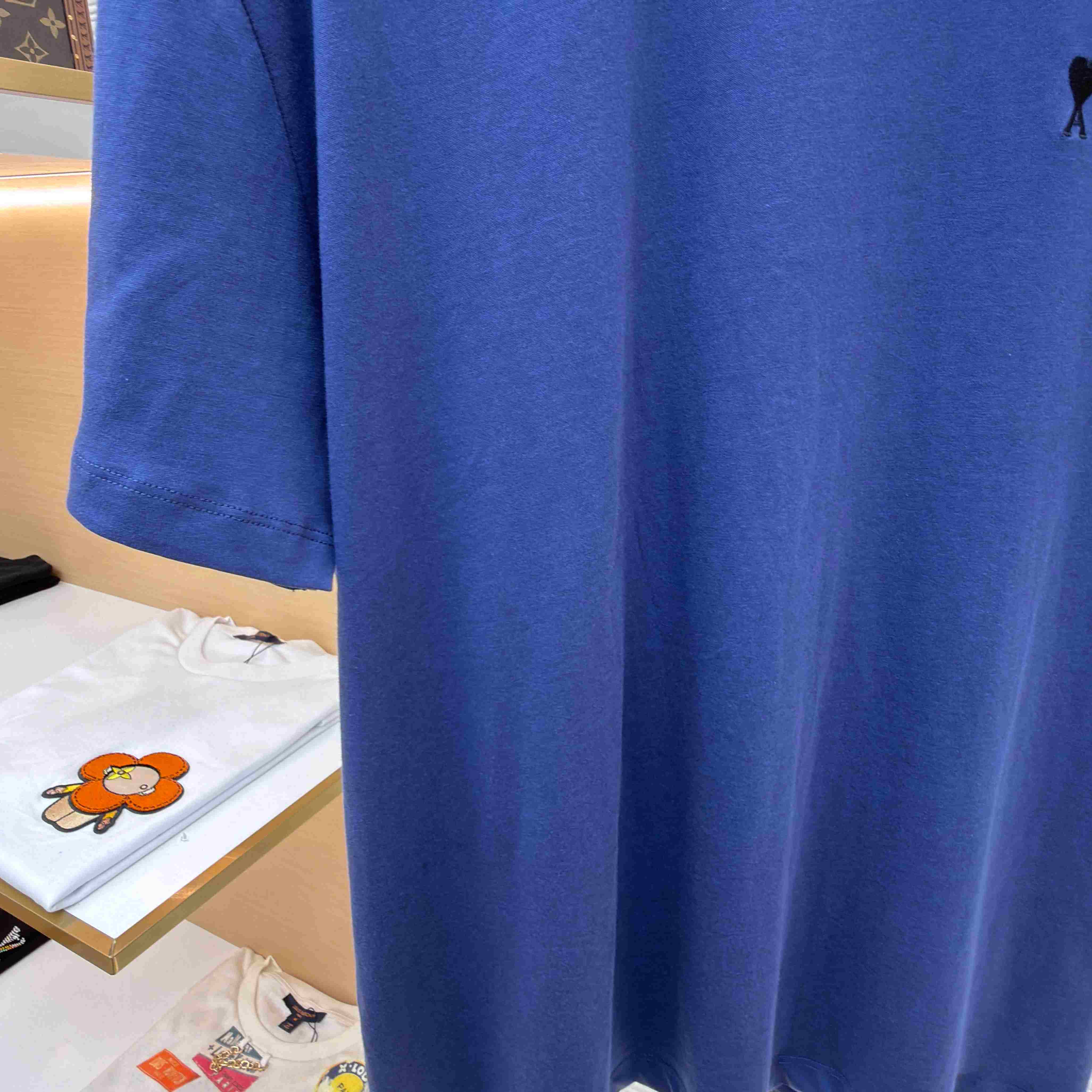 AMI Paris Blue Cotton Ami De Coeur T-shirt - DesignerGu