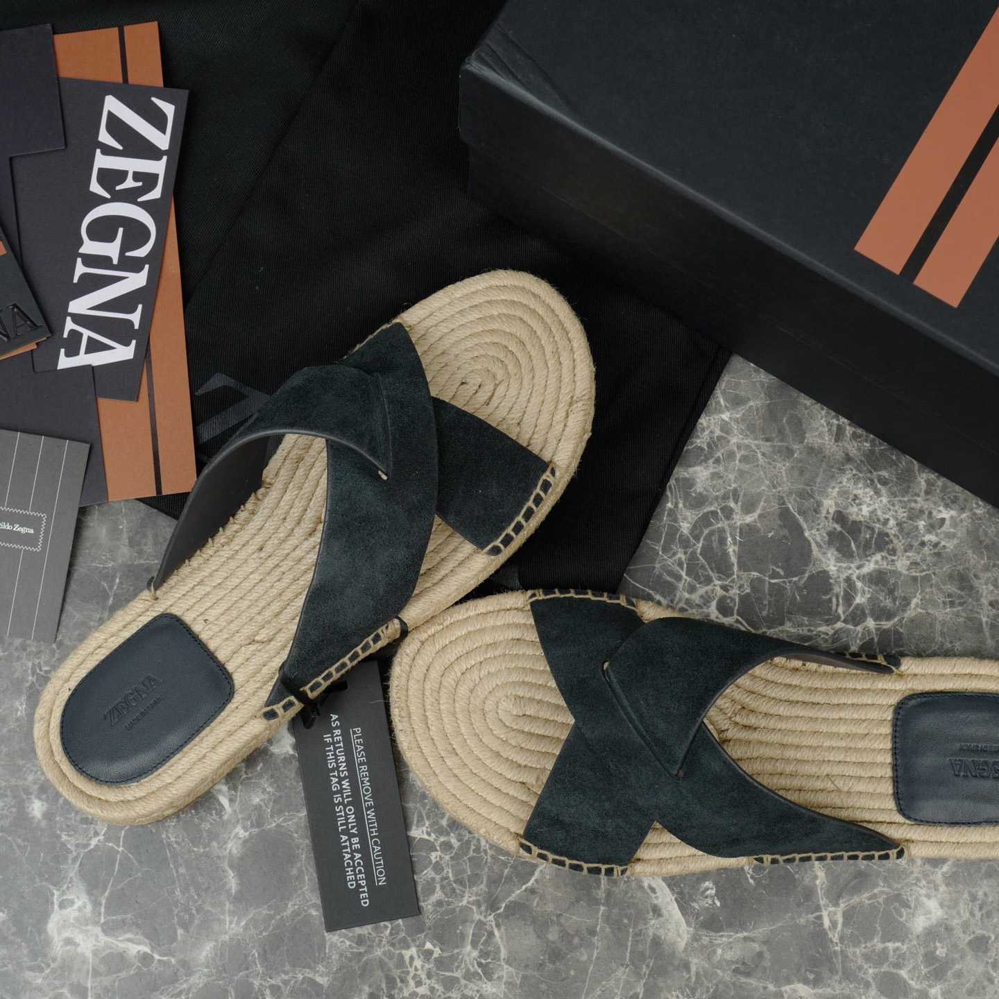 Zegna Crossover-Strap Suede Espadrilles - DesignerGu