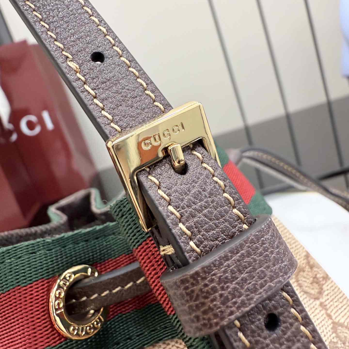 Gucci Mini Bucket Bag With Web - DesignerGu
