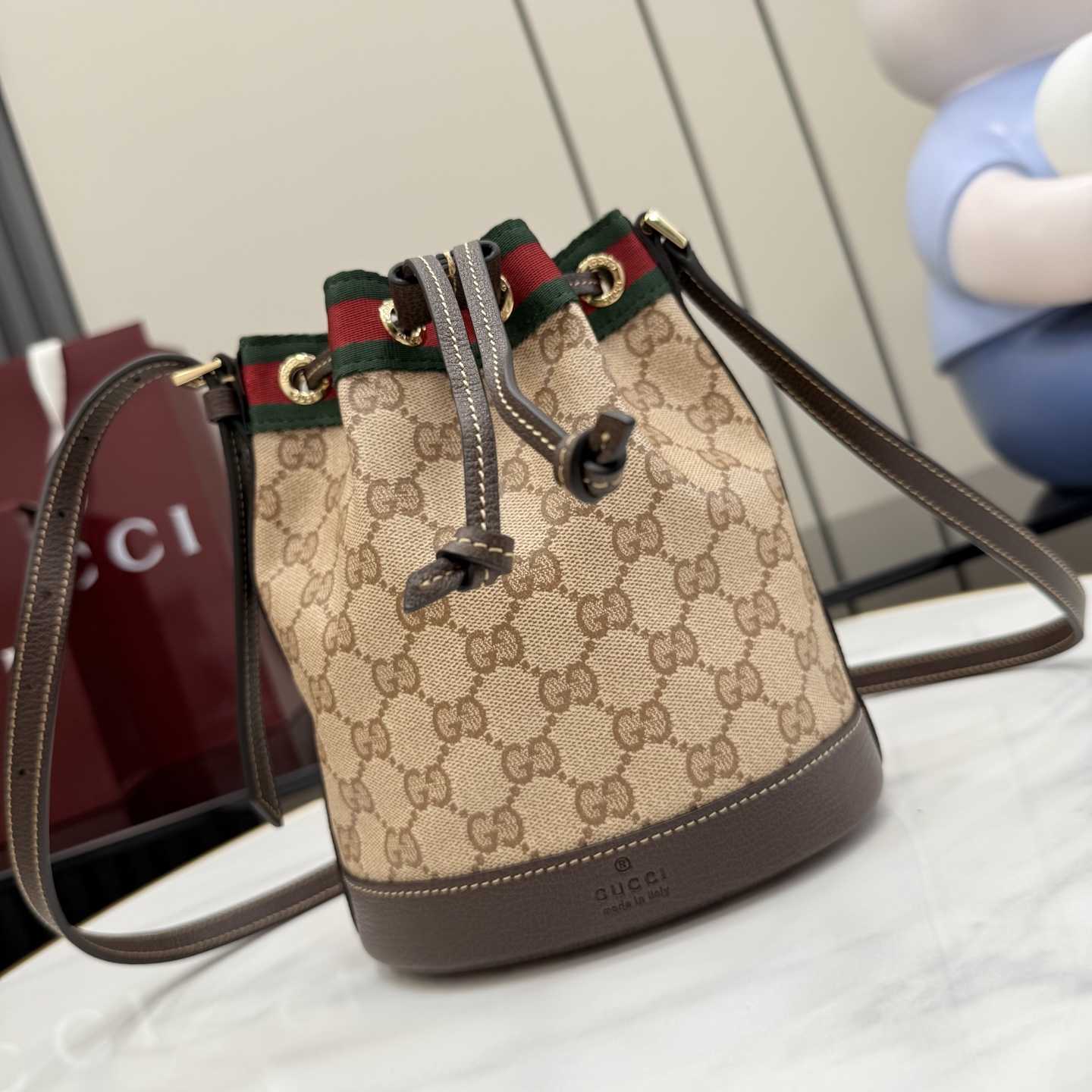 Gucci Mini Bucket Bag With Web - DesignerGu