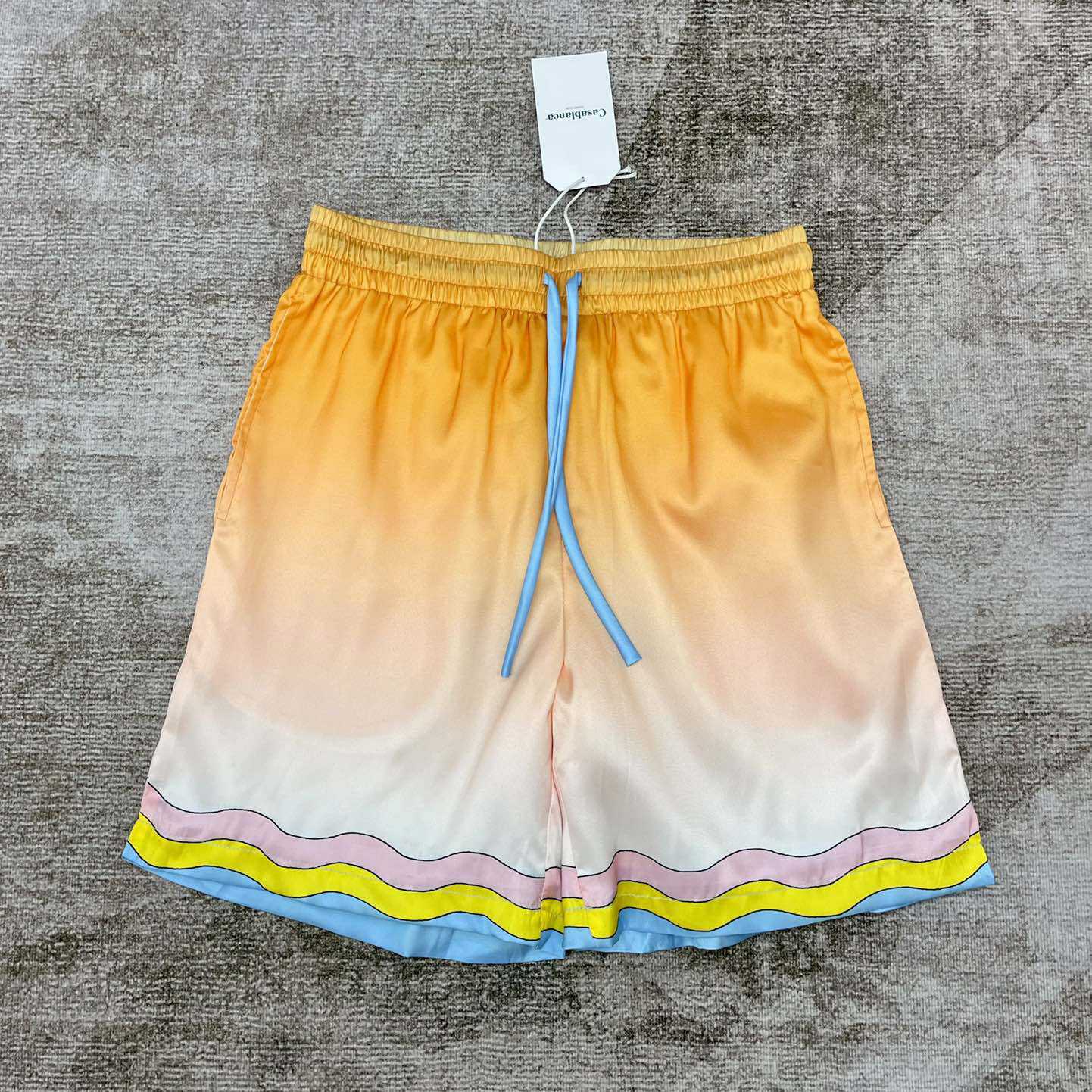 Casablanca Silk Shorts With Drawstrings 'White/Yellow' CA3311 - DesignerGu