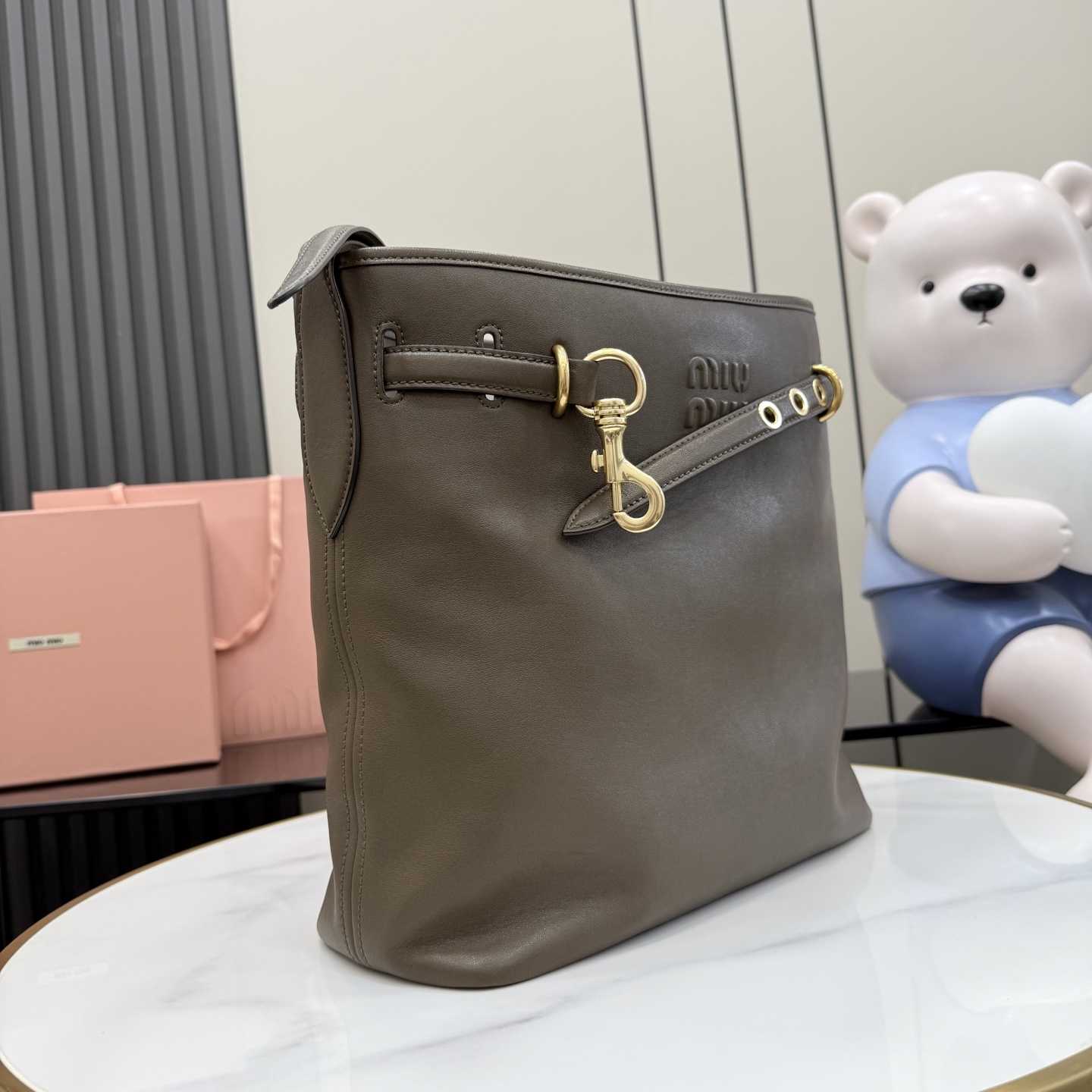 Miu Miu Aventure Nappa Leather Bucket Bag - DesignerGu