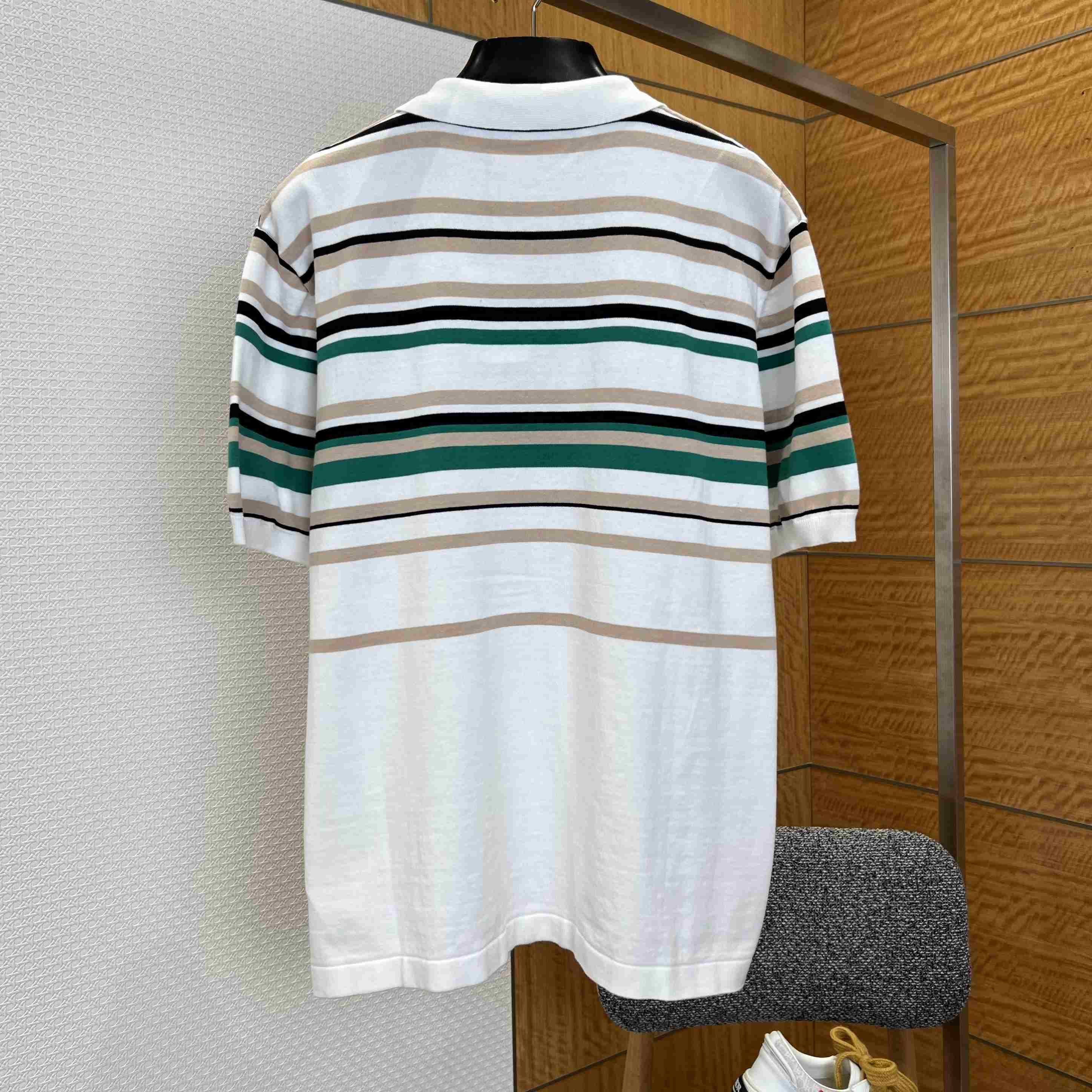 Louis Vuitton Striped Textured Short-Sleeved Polo Shirt 1AK7I4 - DesignerGu
