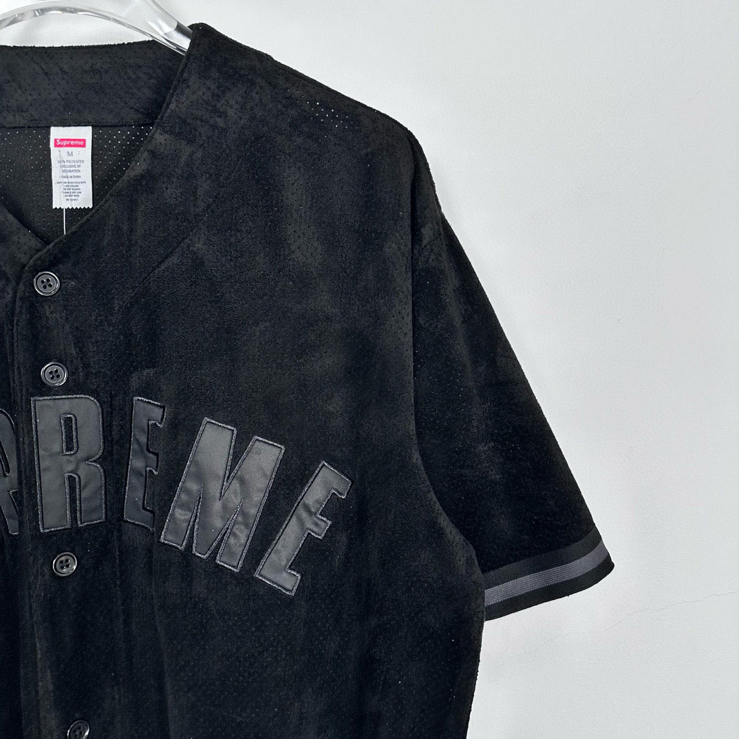 Supreme Ultrasuede Mesh Baseball Jersey 'Black' - DesignerGu