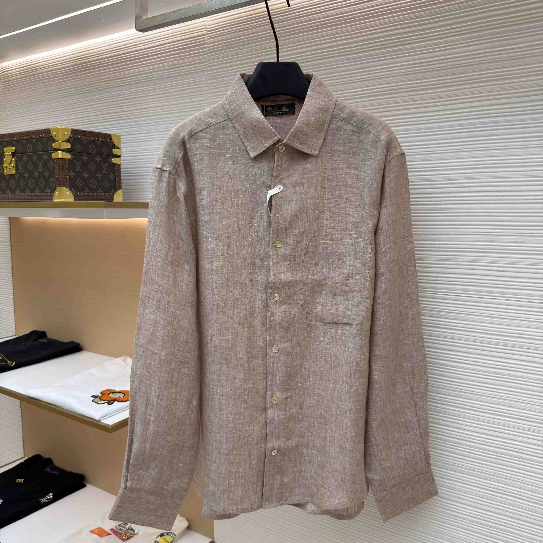Loro Piana André Mélange Slub Linen Shirt - DesignerGu