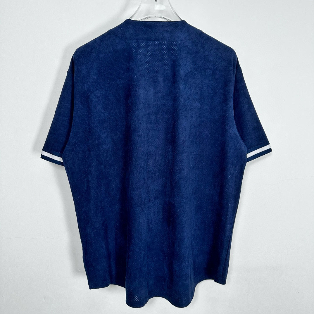 Supreme Ultrasuede Mesh Baseball Jersey 'Blue' - DesignerGu