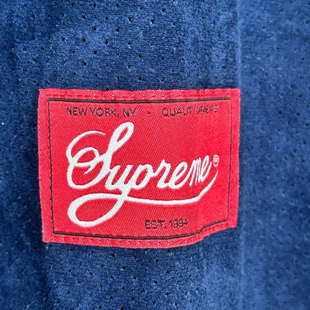 Supreme Ultrasuede Mesh Baseball Jersey 'Blue' - DesignerGu