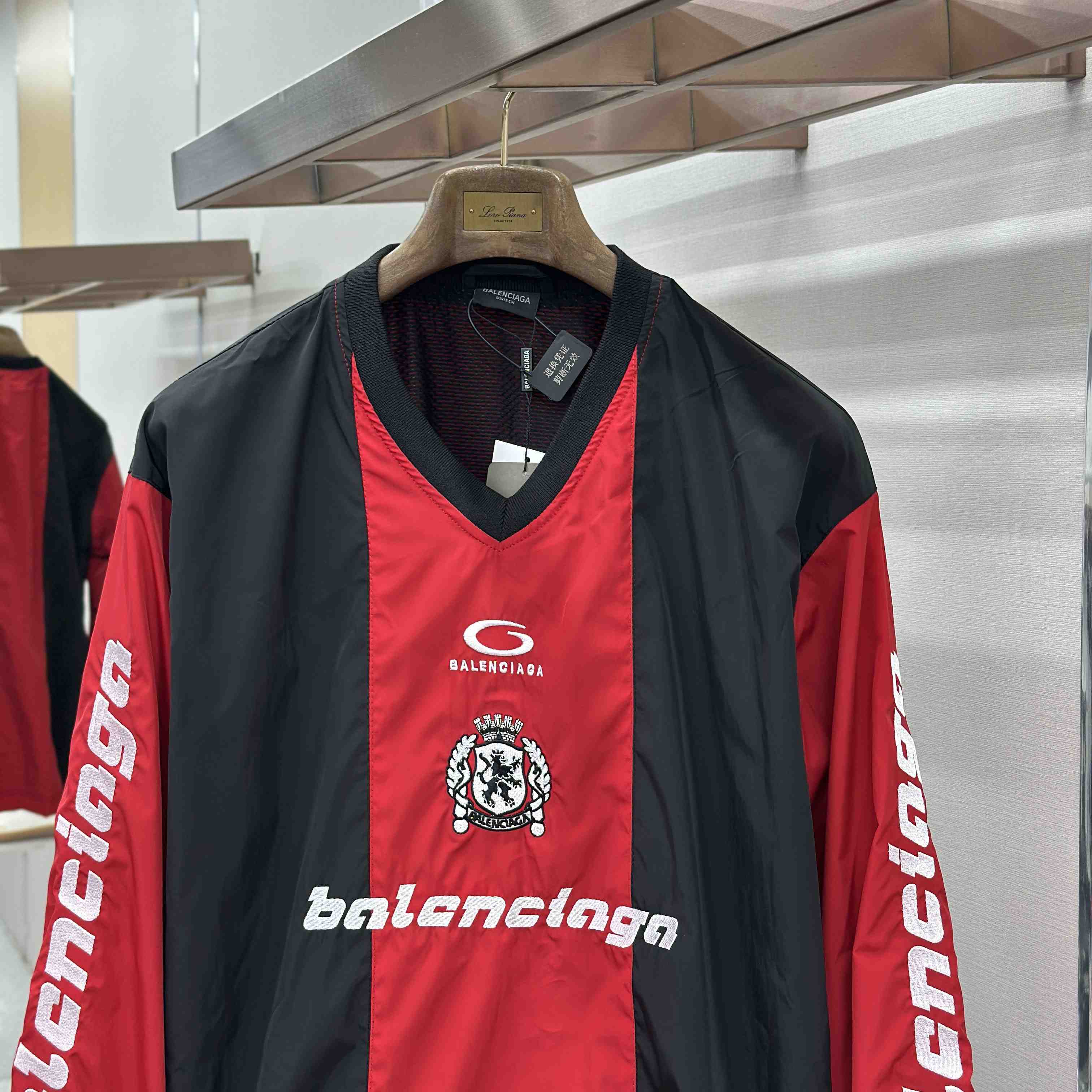Balenciaga Outerwear Long Sleeve Top In Lipstick Red/Black - DesignerGu