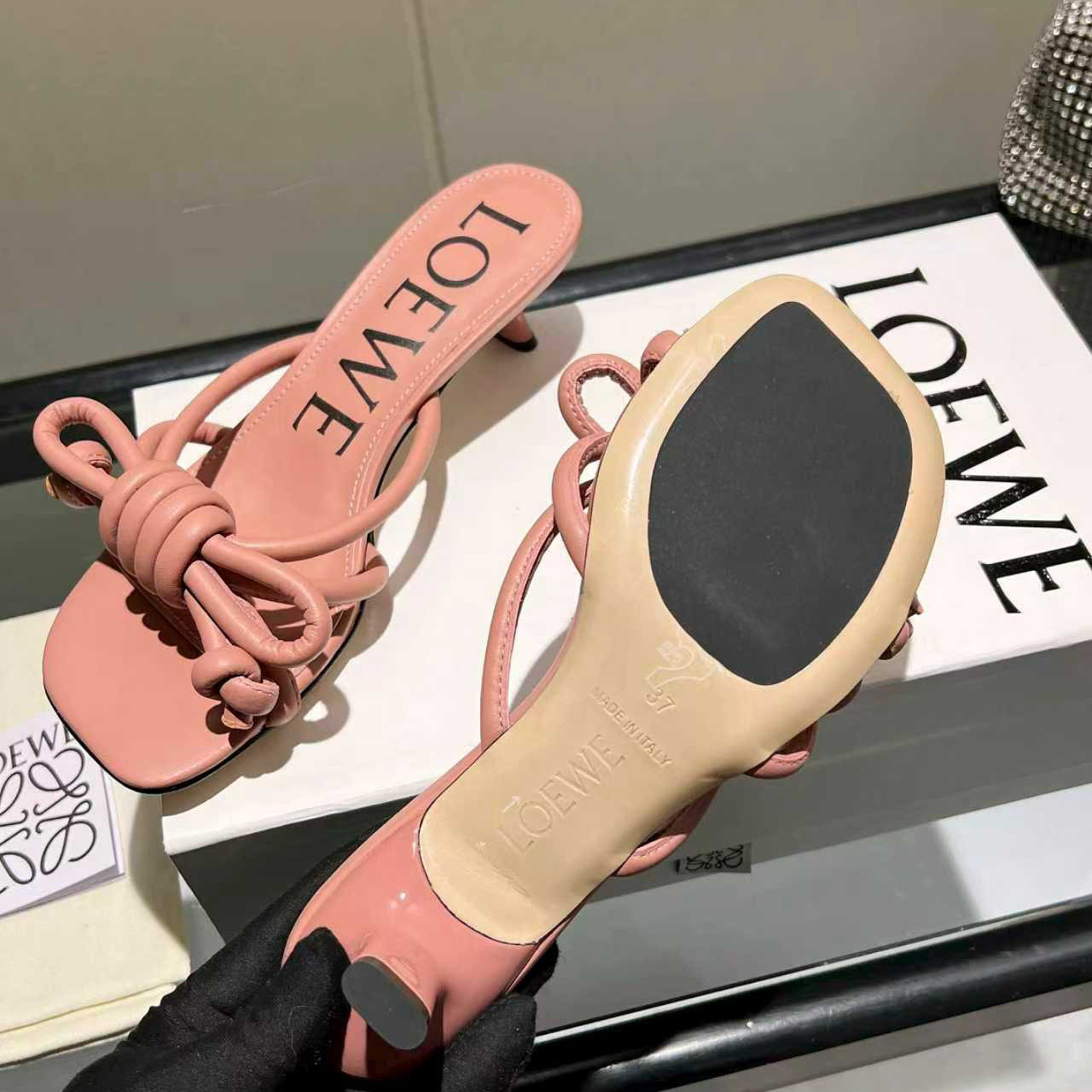 Loewe Flamenco Knot Sandal In Lambskin - DesignerGu