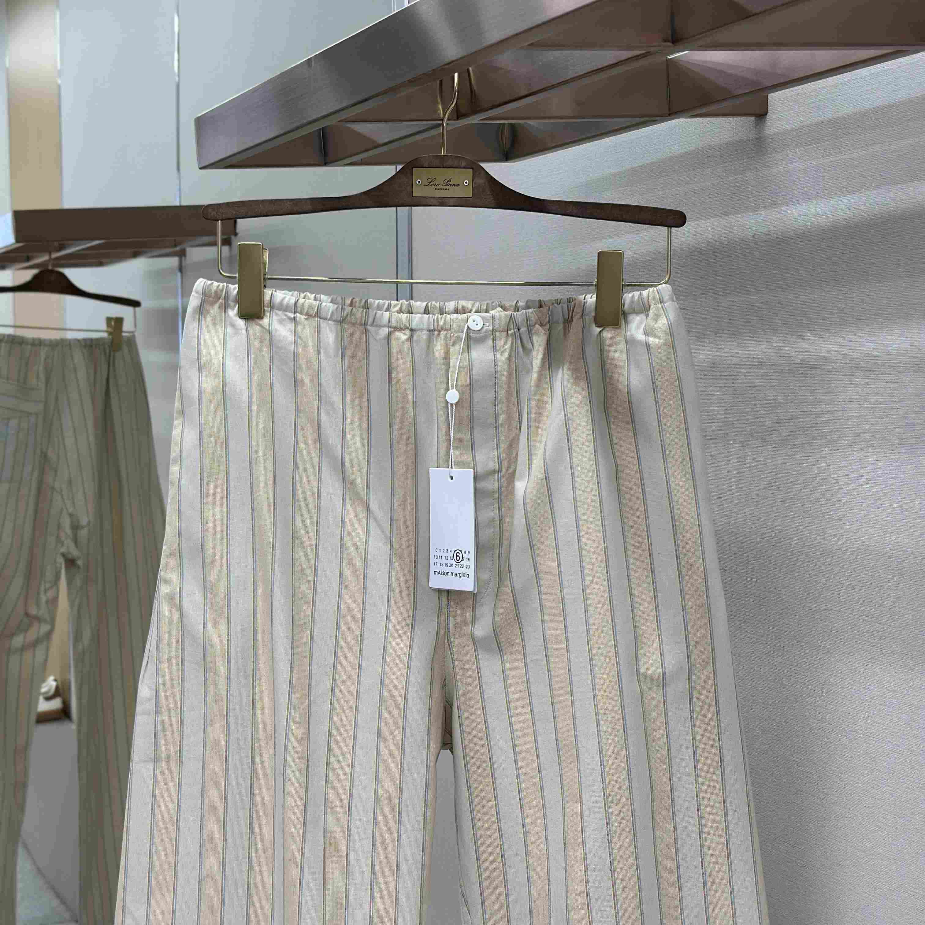 Maison Margiela Natural Striped Pocket Pants - DesignerGu