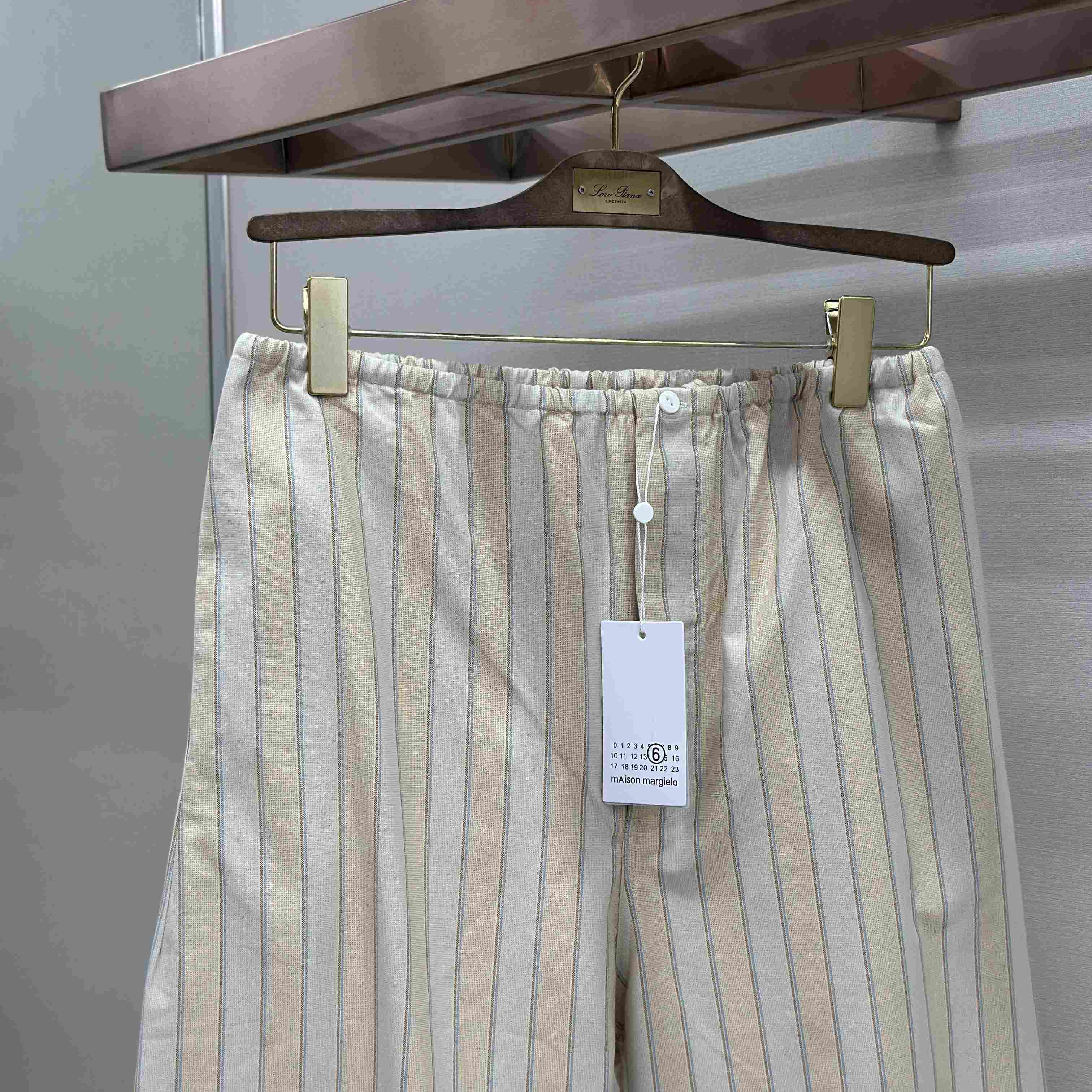 Maison Margiela Natural Striped Pocket Pants - DesignerGu