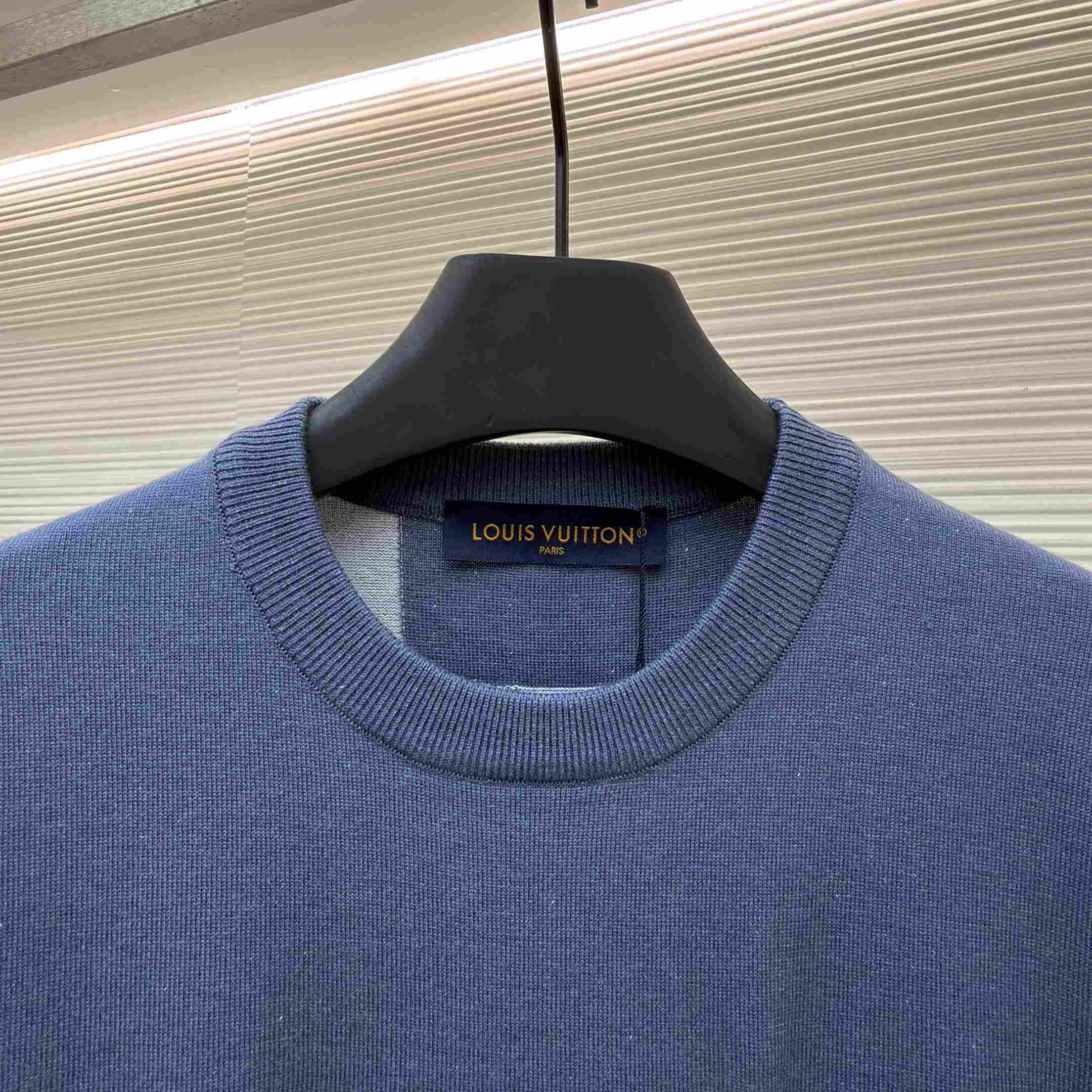 Louis Vuitton Knitted Patchwork Denim Short-Sleeved Crewneck - DesignerGu