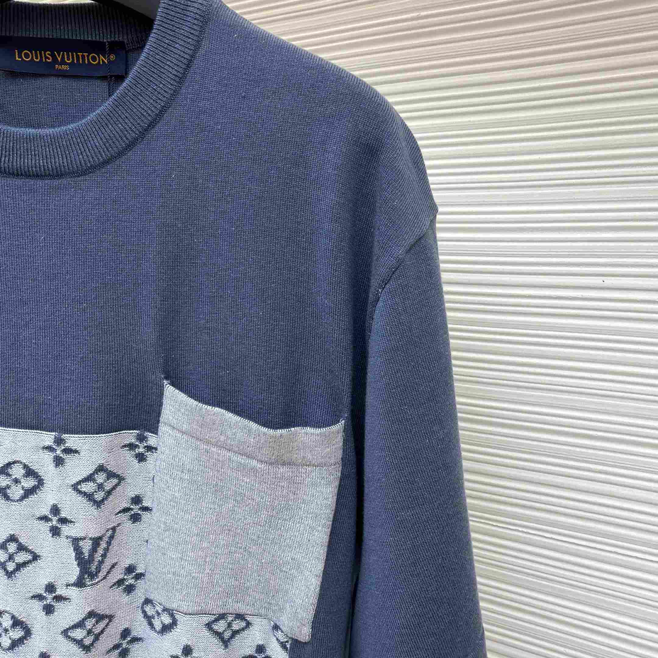 Louis Vuitton Knitted Patchwork Denim Short-Sleeved Crewneck - DesignerGu