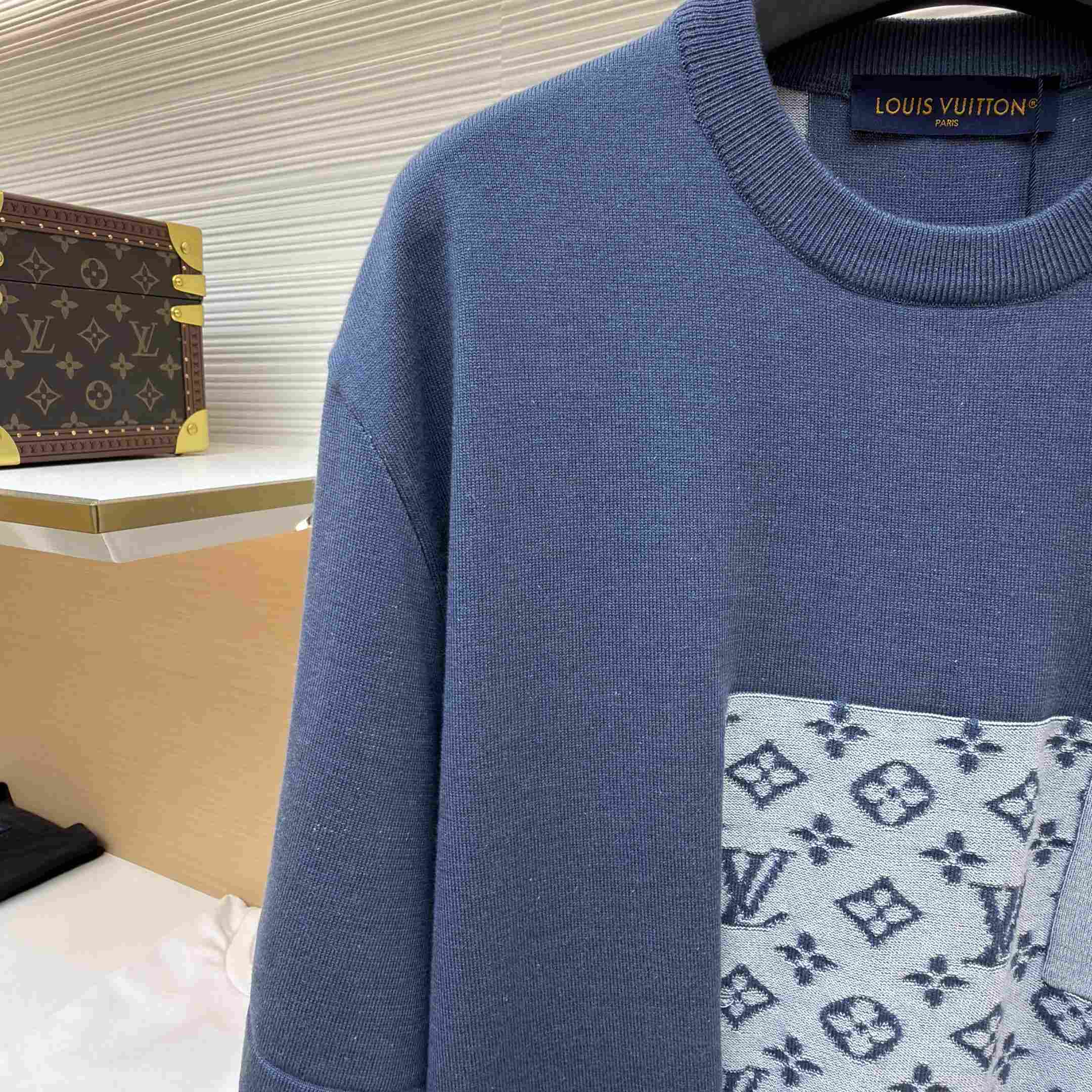 Louis Vuitton Knitted Patchwork Denim Short-Sleeved Crewneck - DesignerGu
