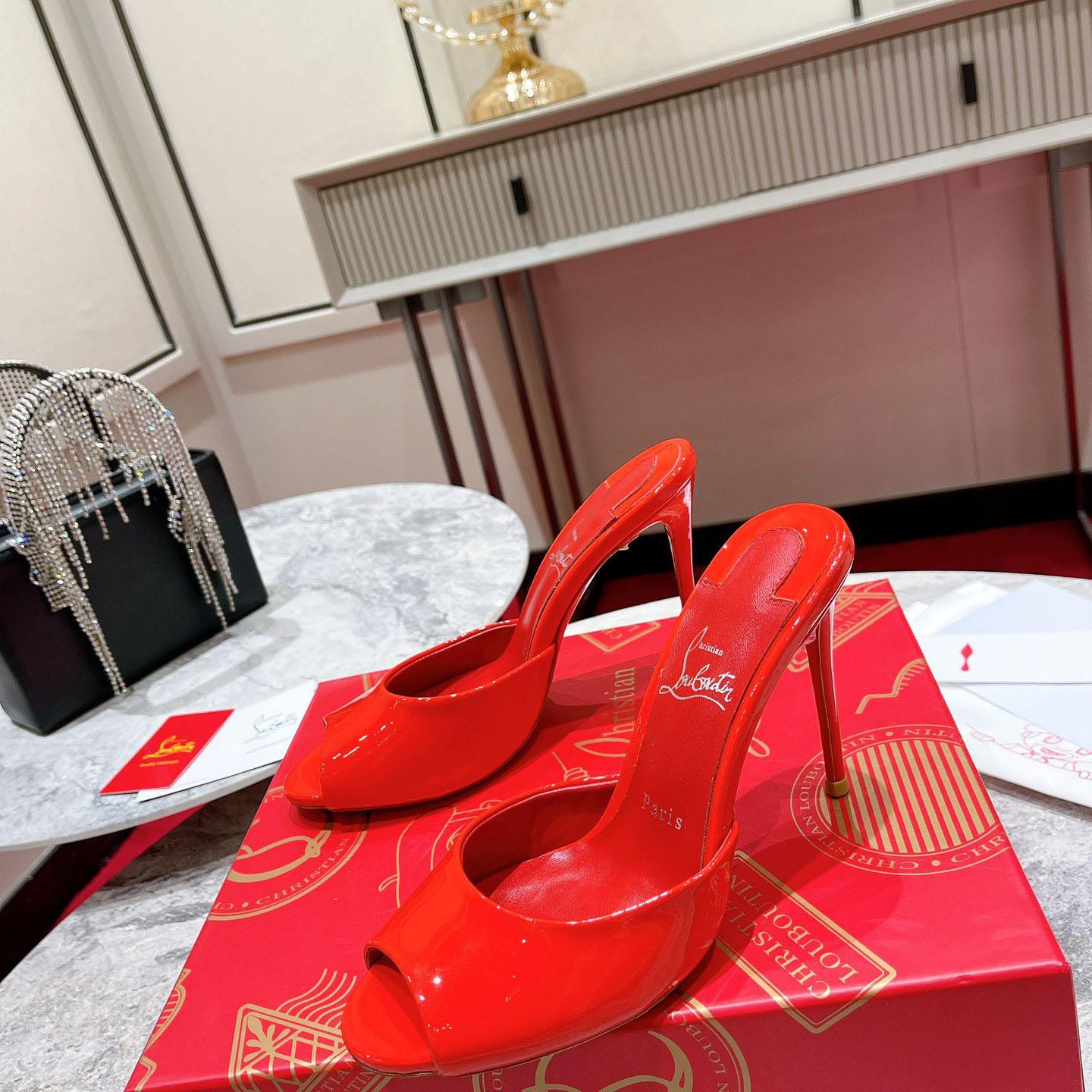 Christian Louboutin Me Dolly 100MM Patent Leather Mules - DesignerGu