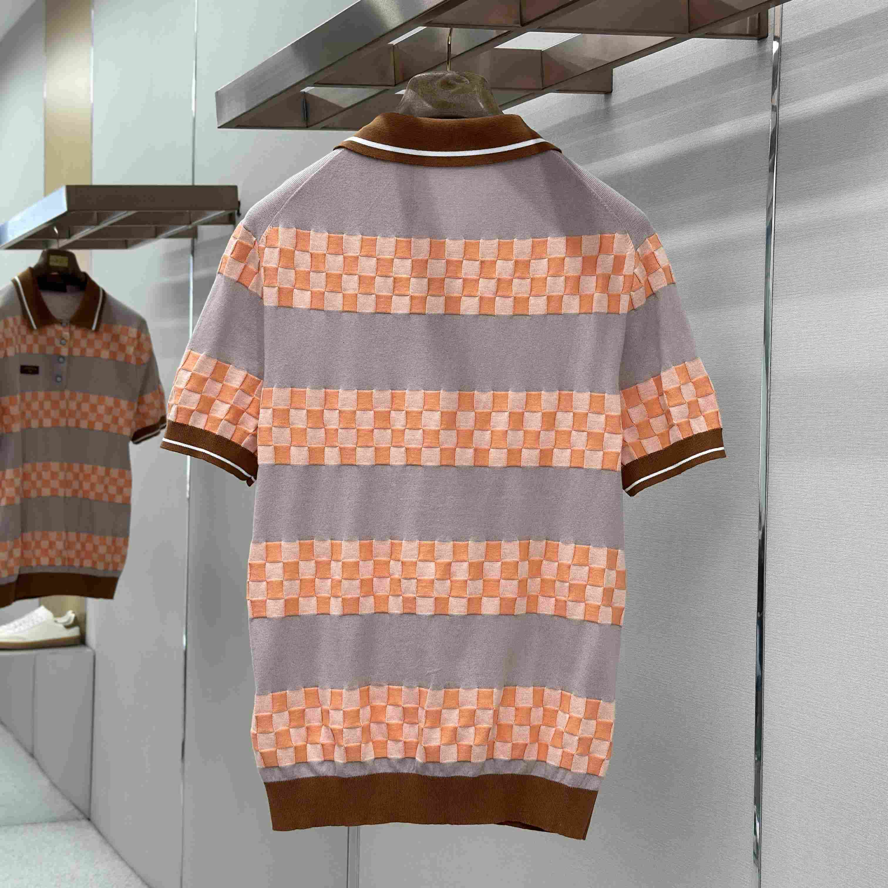 Louis Vuitton Damier Striped Polo Shirt 1AK6Z8 - DesignerGu