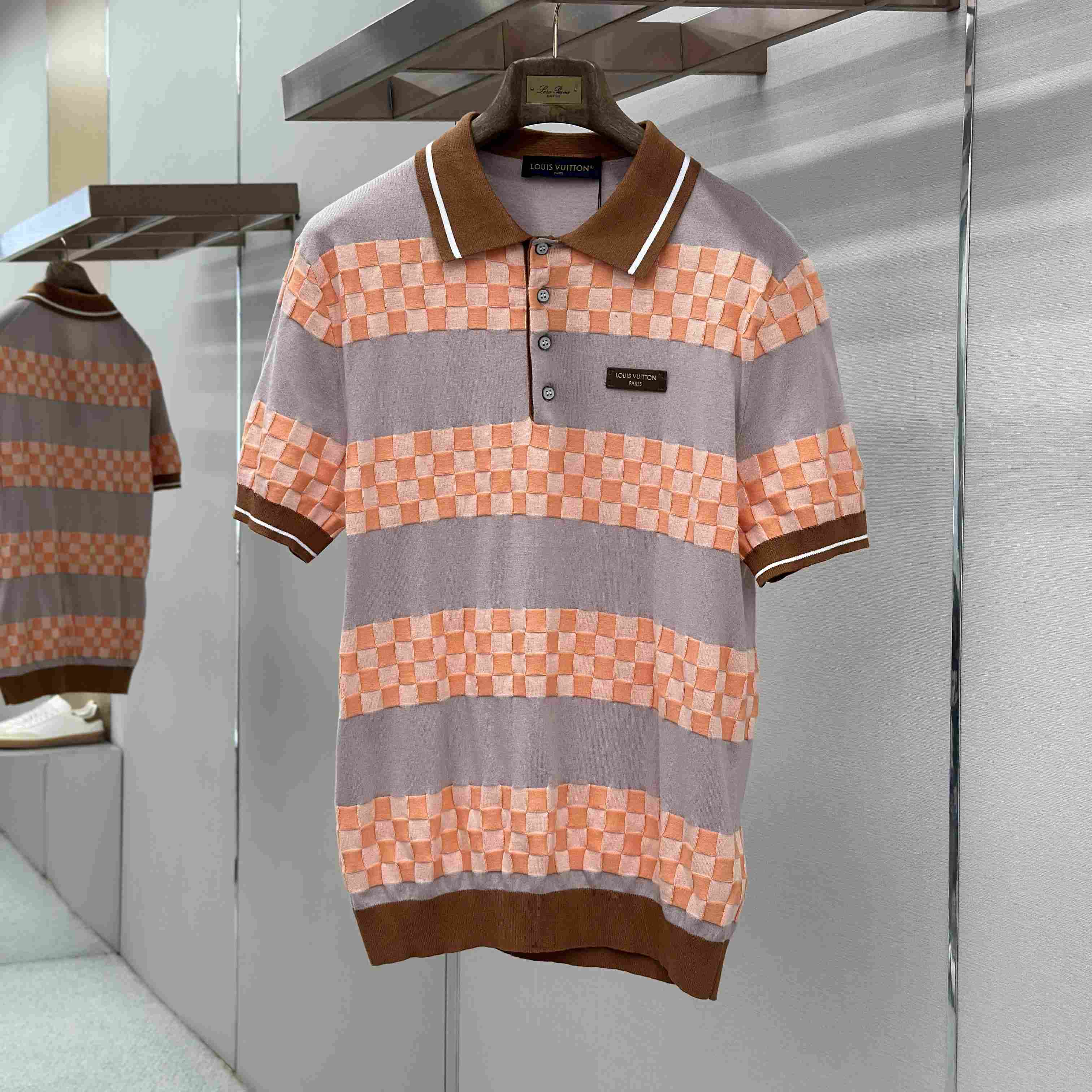 Louis Vuitton Damier Striped Polo Shirt 1AK6Z8 - DesignerGu