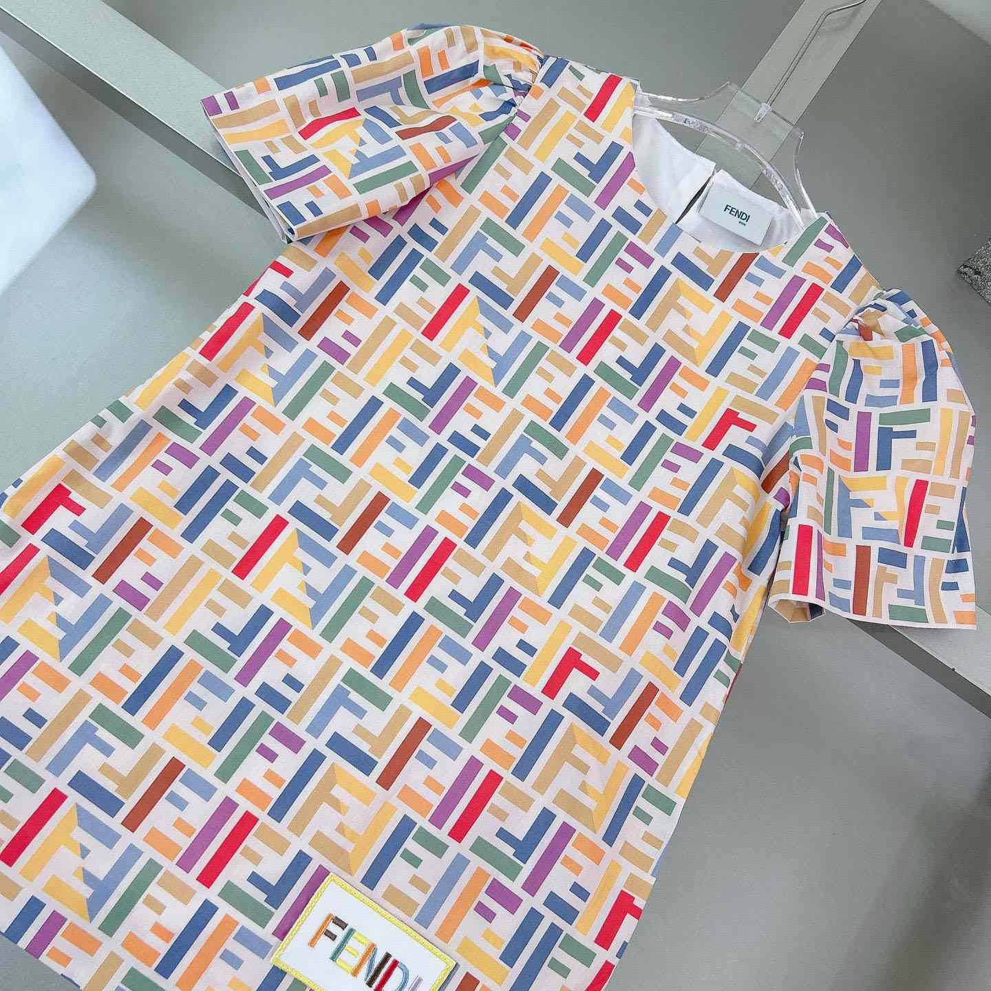 Fendi Multicolor Cotton Poplin Baby Dress - DesignerGu