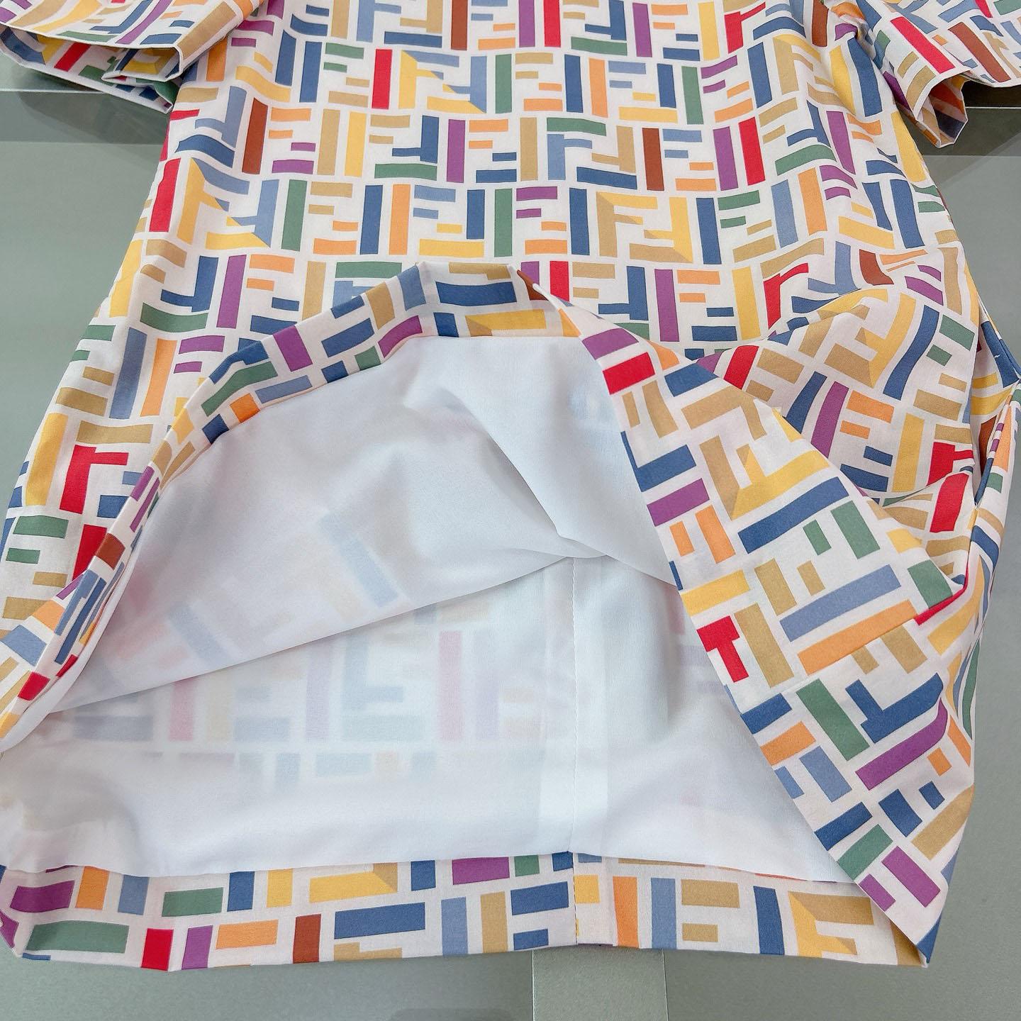 Fendi Multicolor Cotton Poplin Baby Dress - DesignerGu