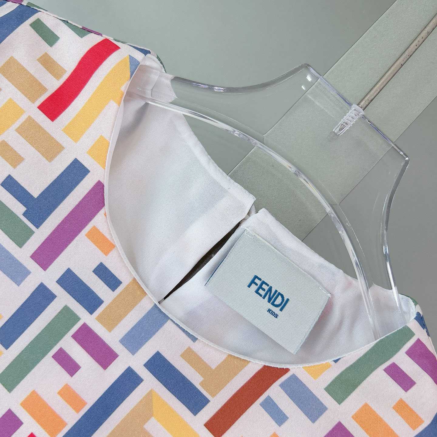 Fendi Multicolor Cotton Poplin Baby Dress - DesignerGu