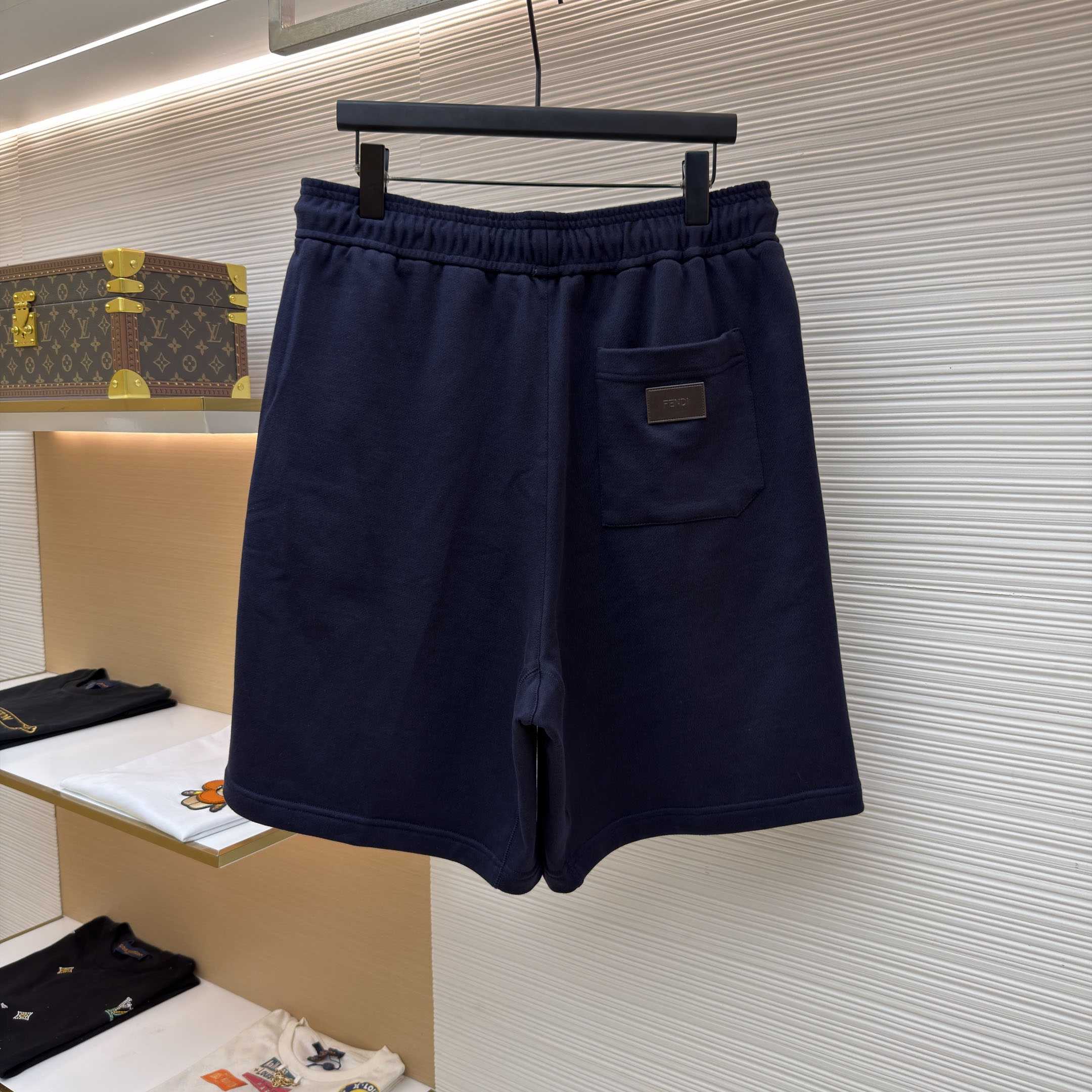 Fendi Navy Blue Cotton Shorts - DesignerGu