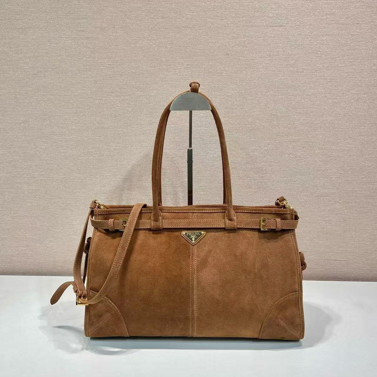 Prada Prada Bonnie Large Suede Handbag - DesignerGu