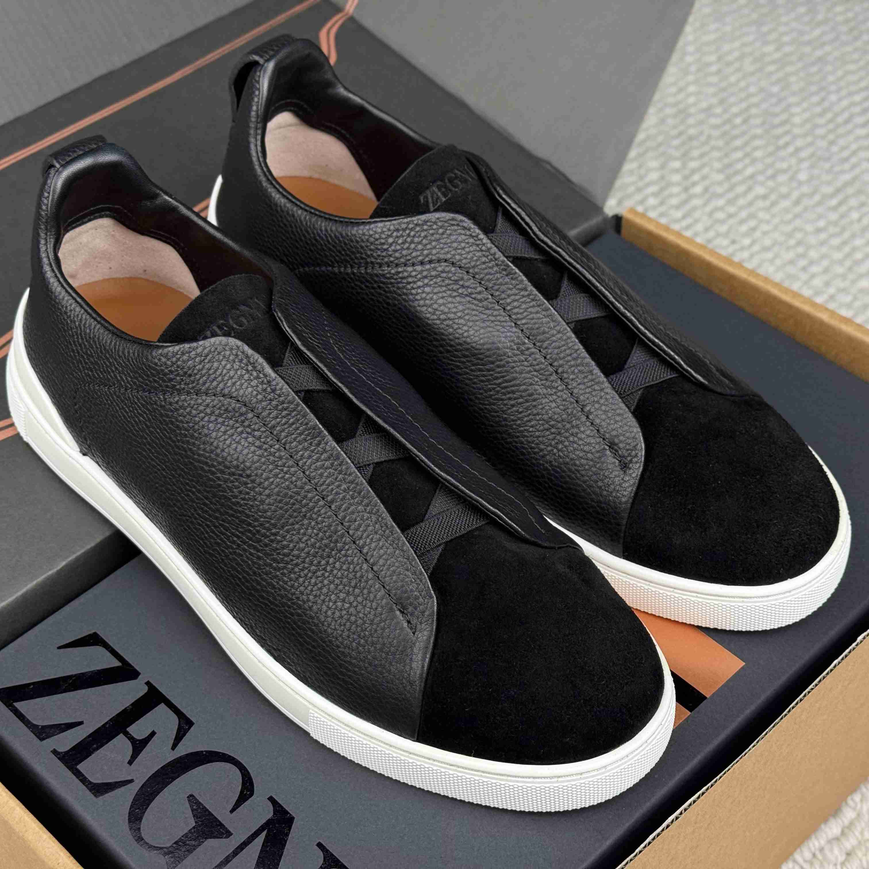 Zegna Triple Stitch Calfskin Sneaker - DesignerGu