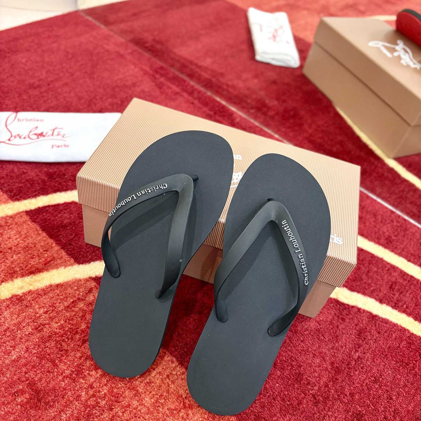 Christian Louboutin Logo Embossed Rubber Flip Flop - DesignerGu