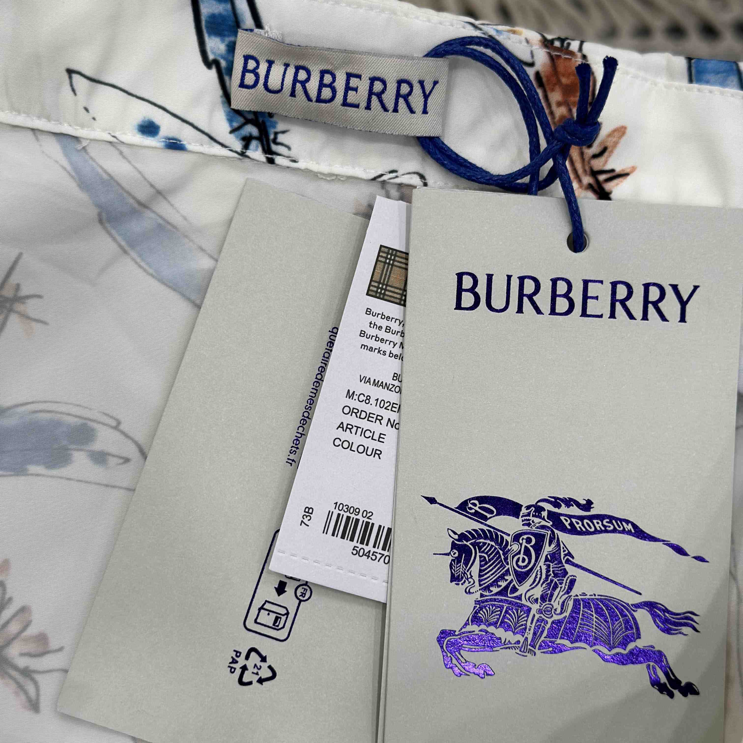 Burberry Relaxed Fit Feather Print Cotton Shirt - DesignerGu