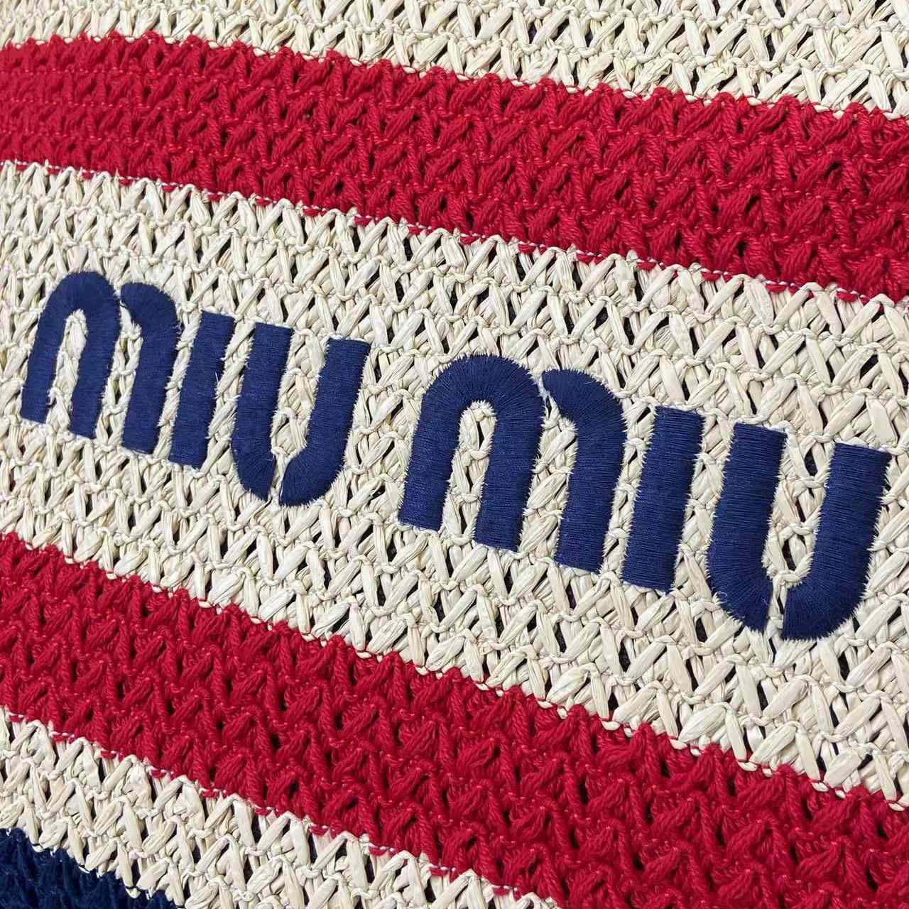 Miu Miu Raffia-Effect Woven ToteBag 5BG228 - DesignerGu
