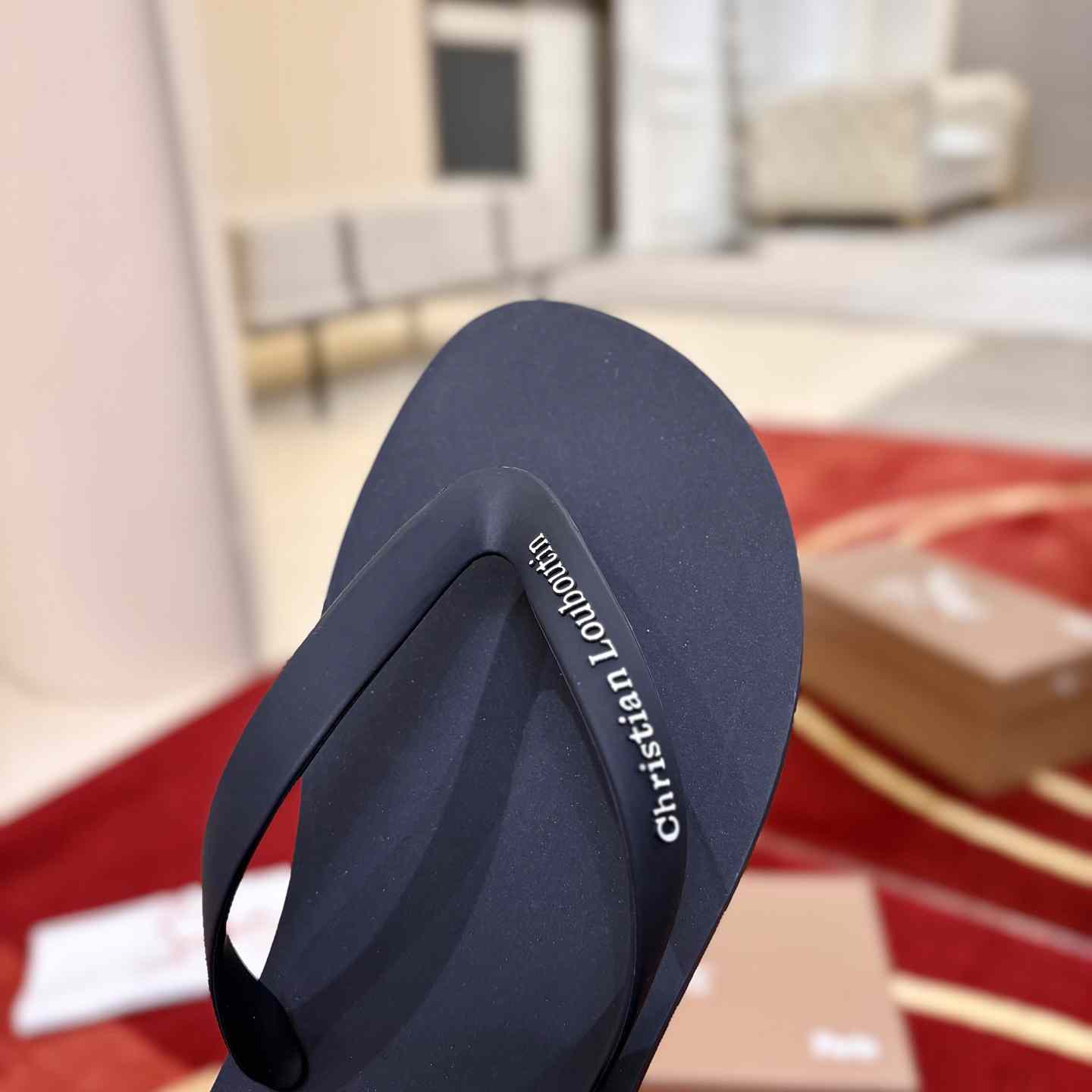 Christian Louboutin Logo Embossed Rubber Flip Flop - DesignerGu
