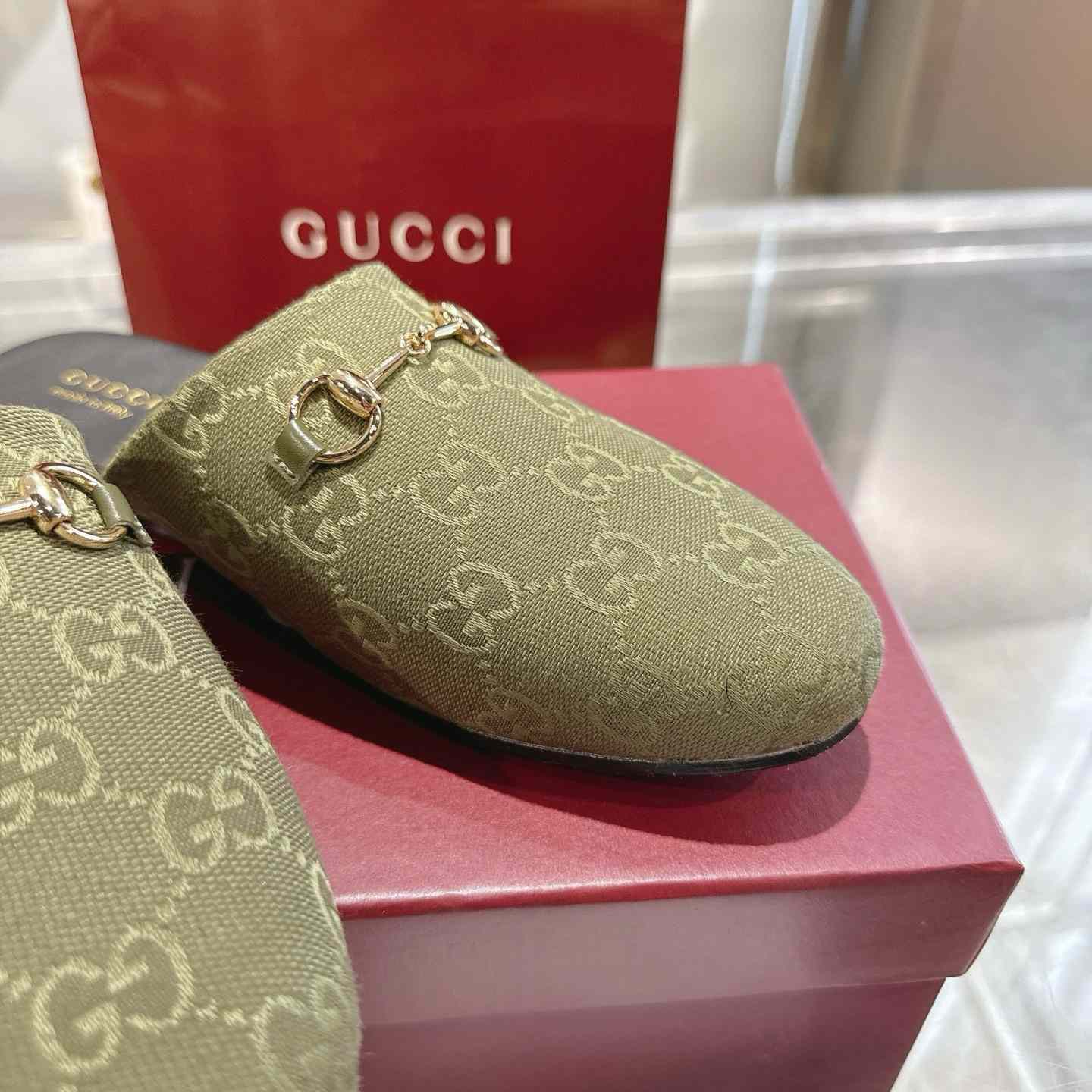 Gucci   Lucy Logo Suede Mule Loafers - DesignerGu