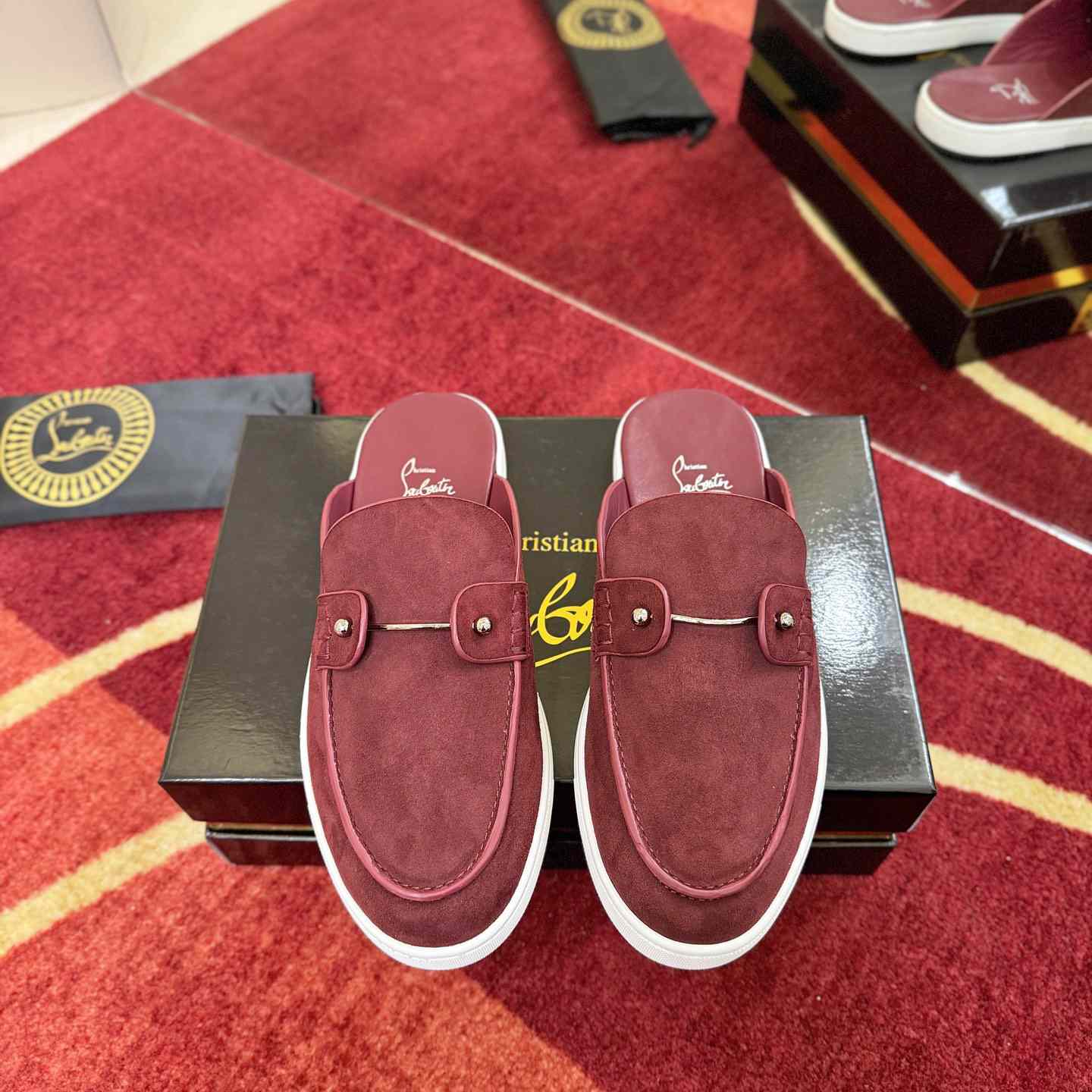 Christian Louboutin Chanme Donna Leather Boat Shoe Mules - DesignerGu