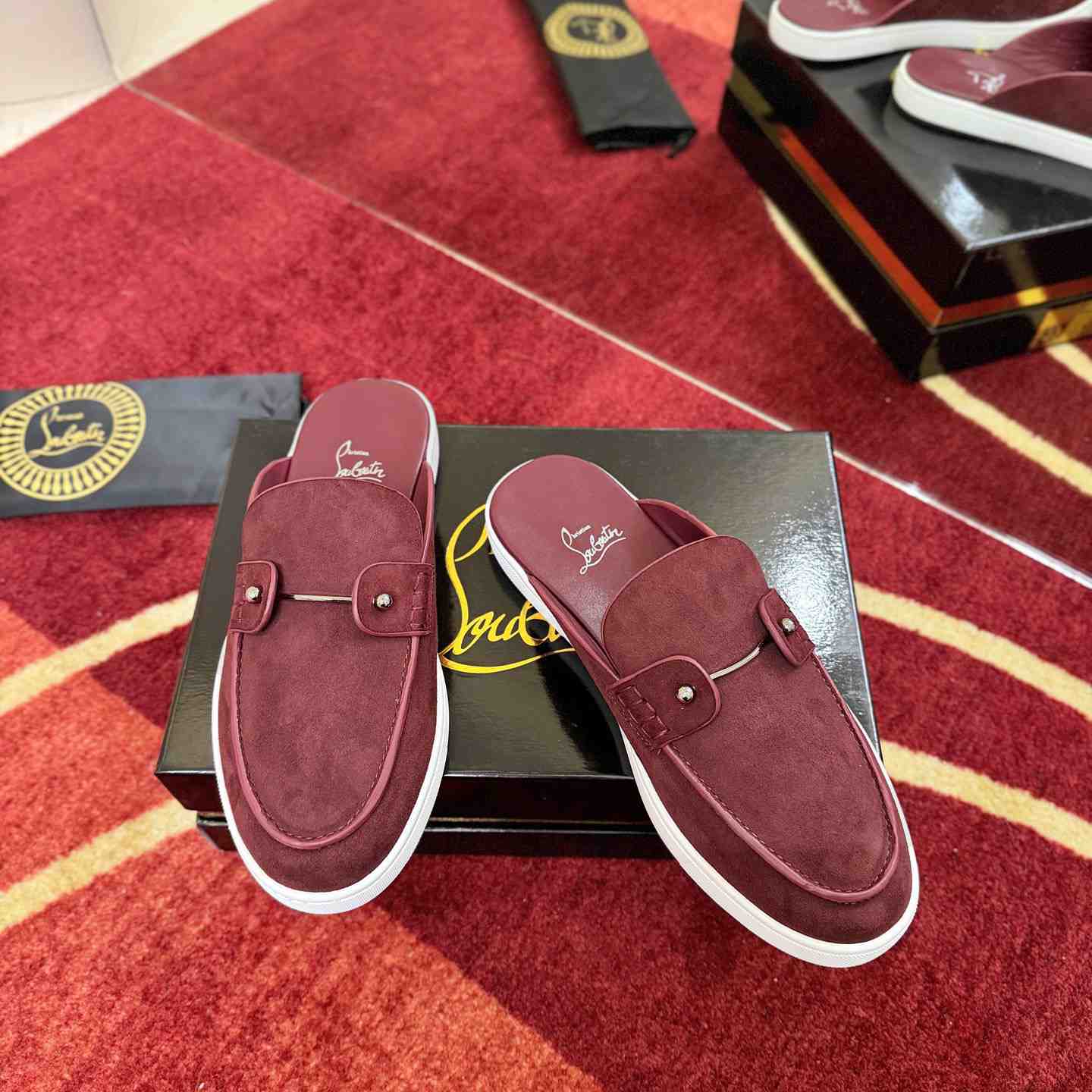 Christian Louboutin Chanme Donna Leather Boat Shoe Mules - DesignerGu
