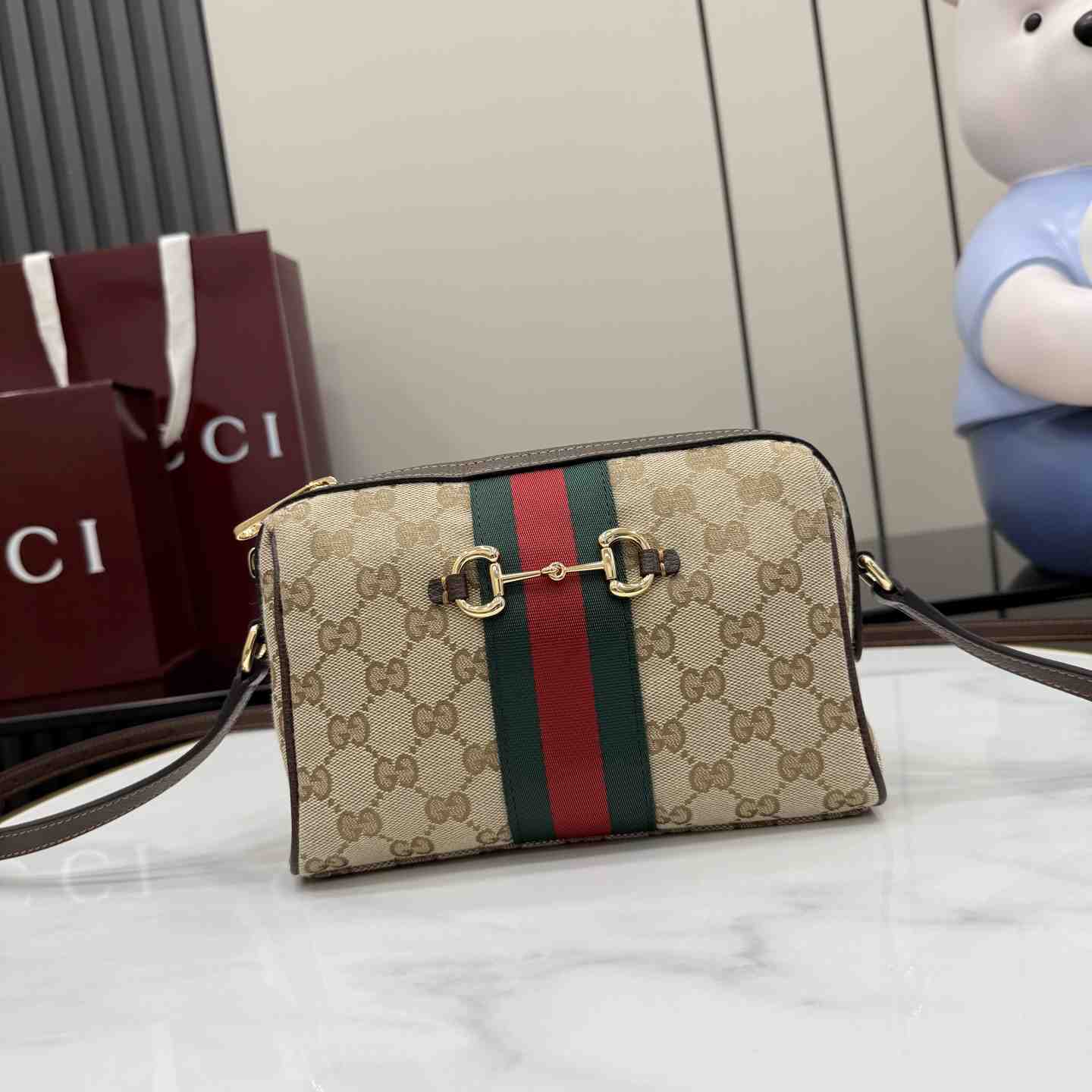 Gucci Horsebit Web Small Camera Bag A008PZ - DesignerGu