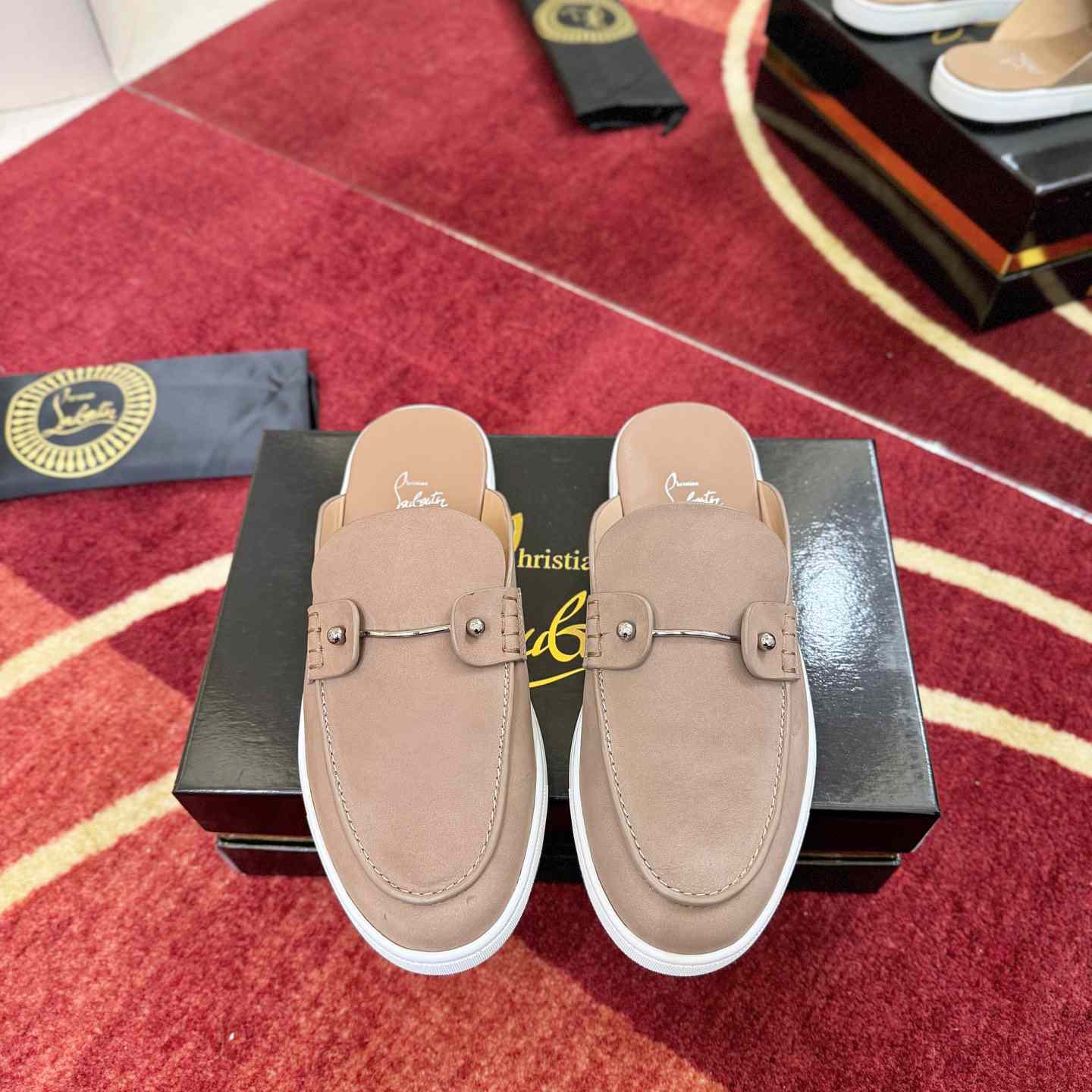 Christian Louboutin Chanme Donna Leather Boat Shoe Mules - DesignerGu