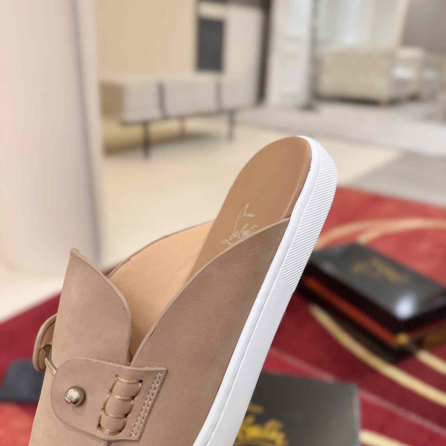 Christian Louboutin Chanme Donna Leather Boat Shoe Mules - DesignerGu
