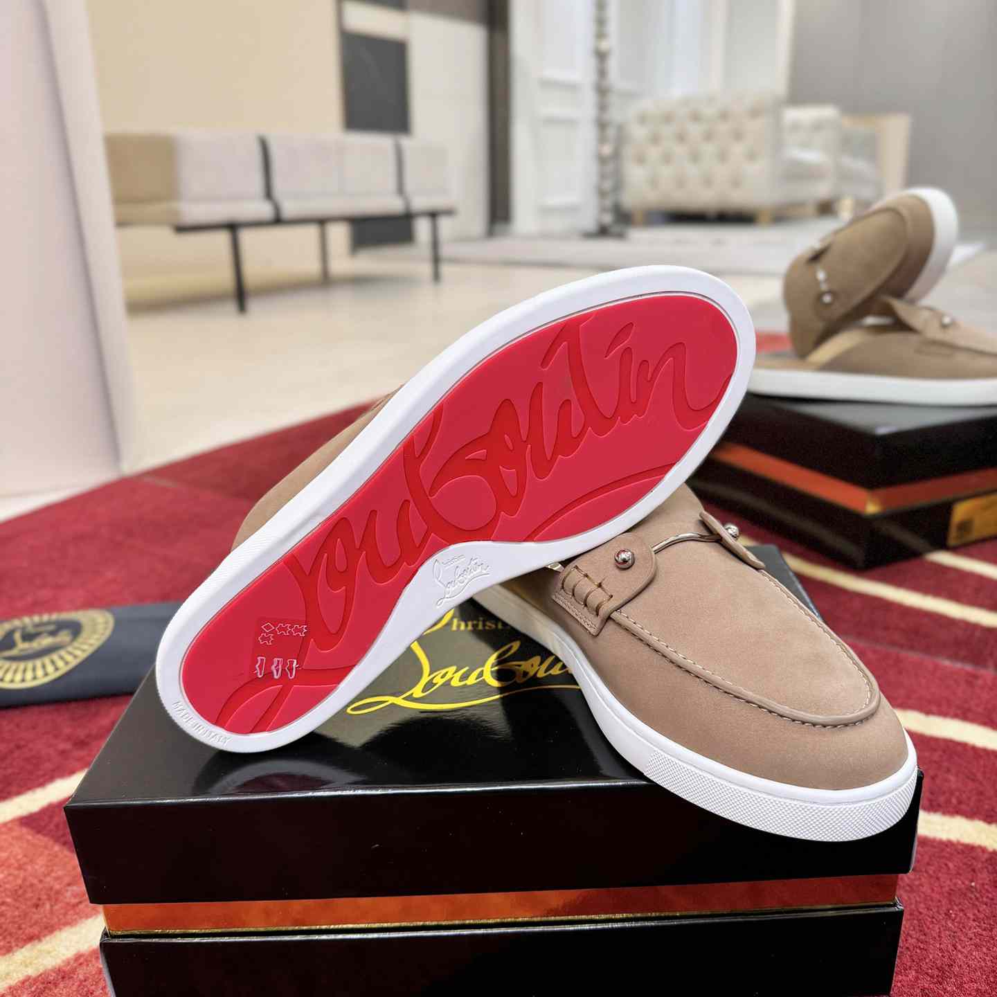 Christian Louboutin Chanme Donna Leather Boat Shoe Mules - DesignerGu