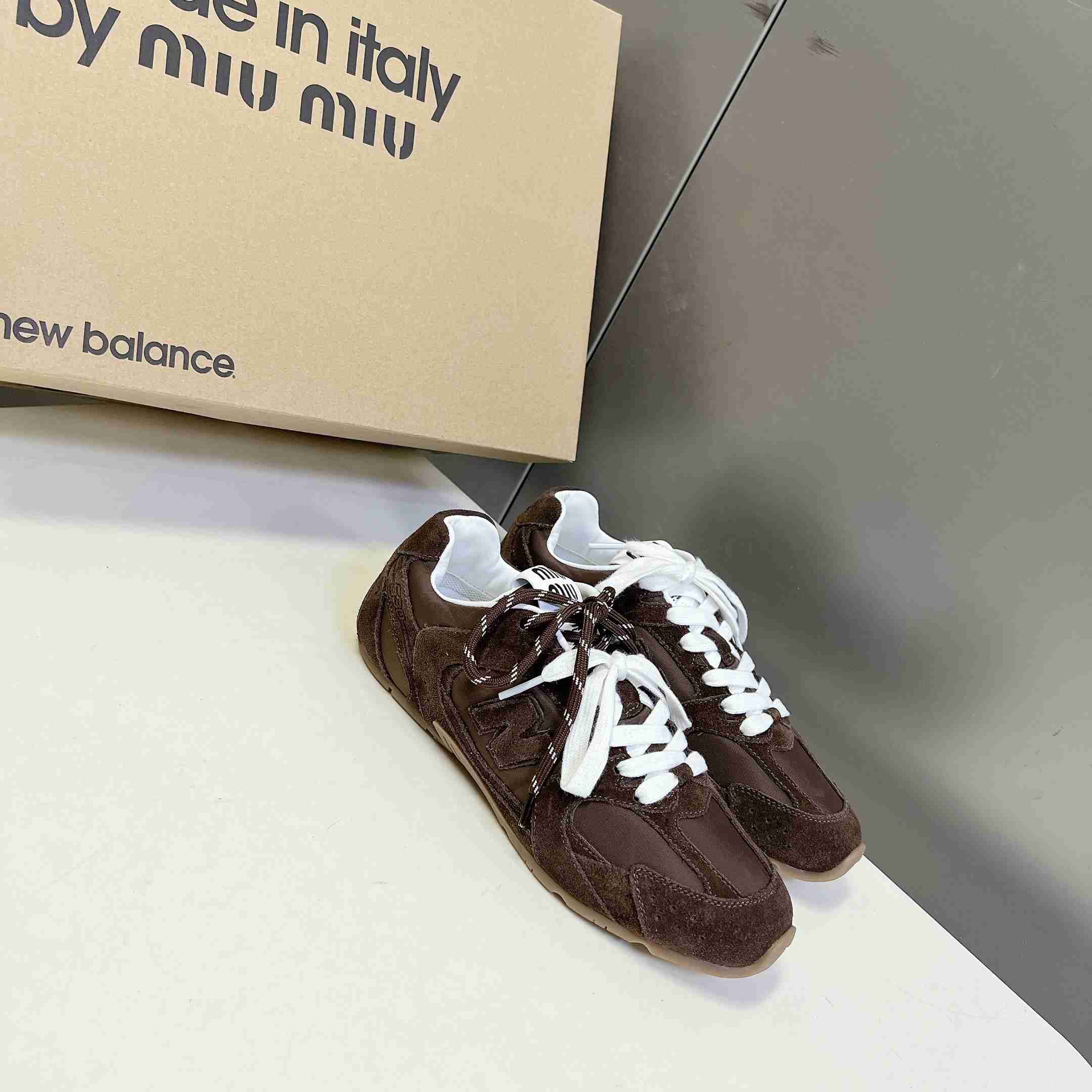 New Balance X Miu Miu 530 SL Technical Fabric And Suede Sneakers - DesignerGu