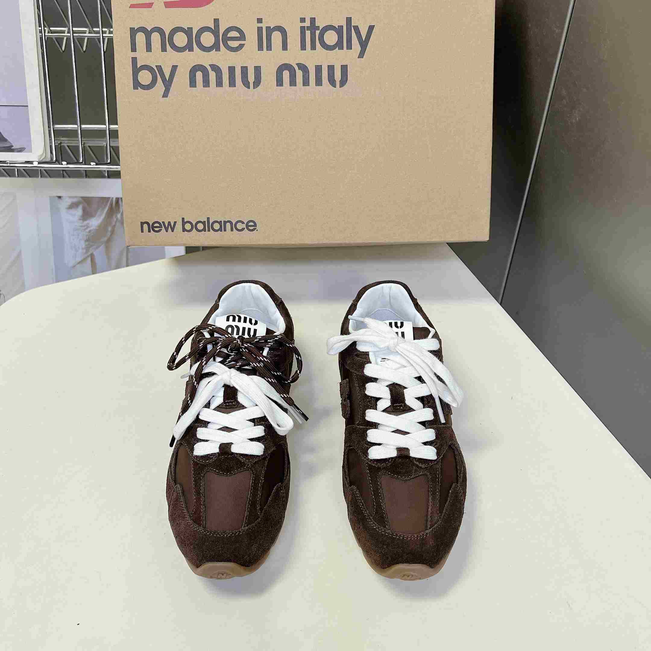 New Balance X Miu Miu 530 SL Technical Fabric And Suede Sneakers - DesignerGu