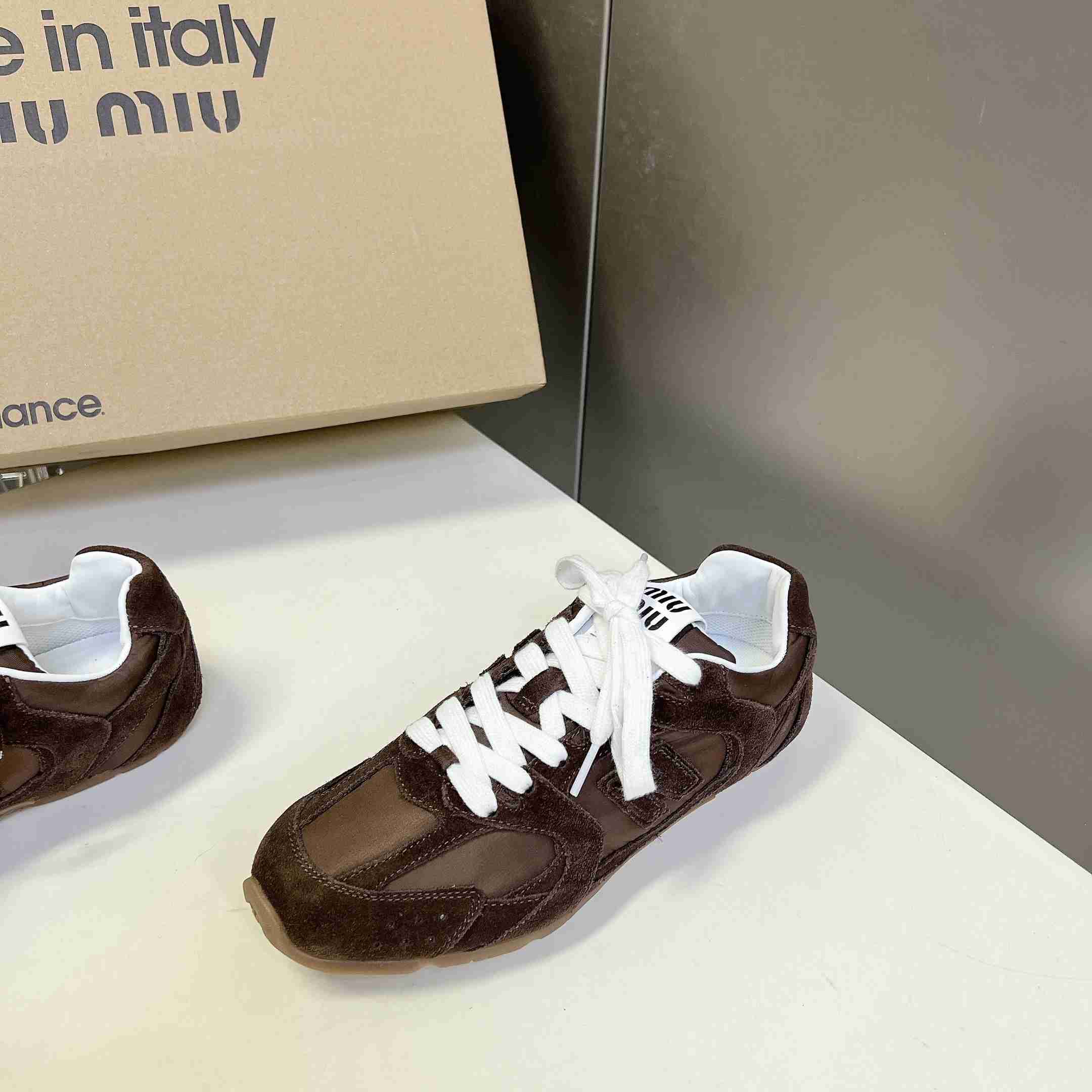 New Balance X Miu Miu 530 SL Technical Fabric And Suede Sneakers - DesignerGu