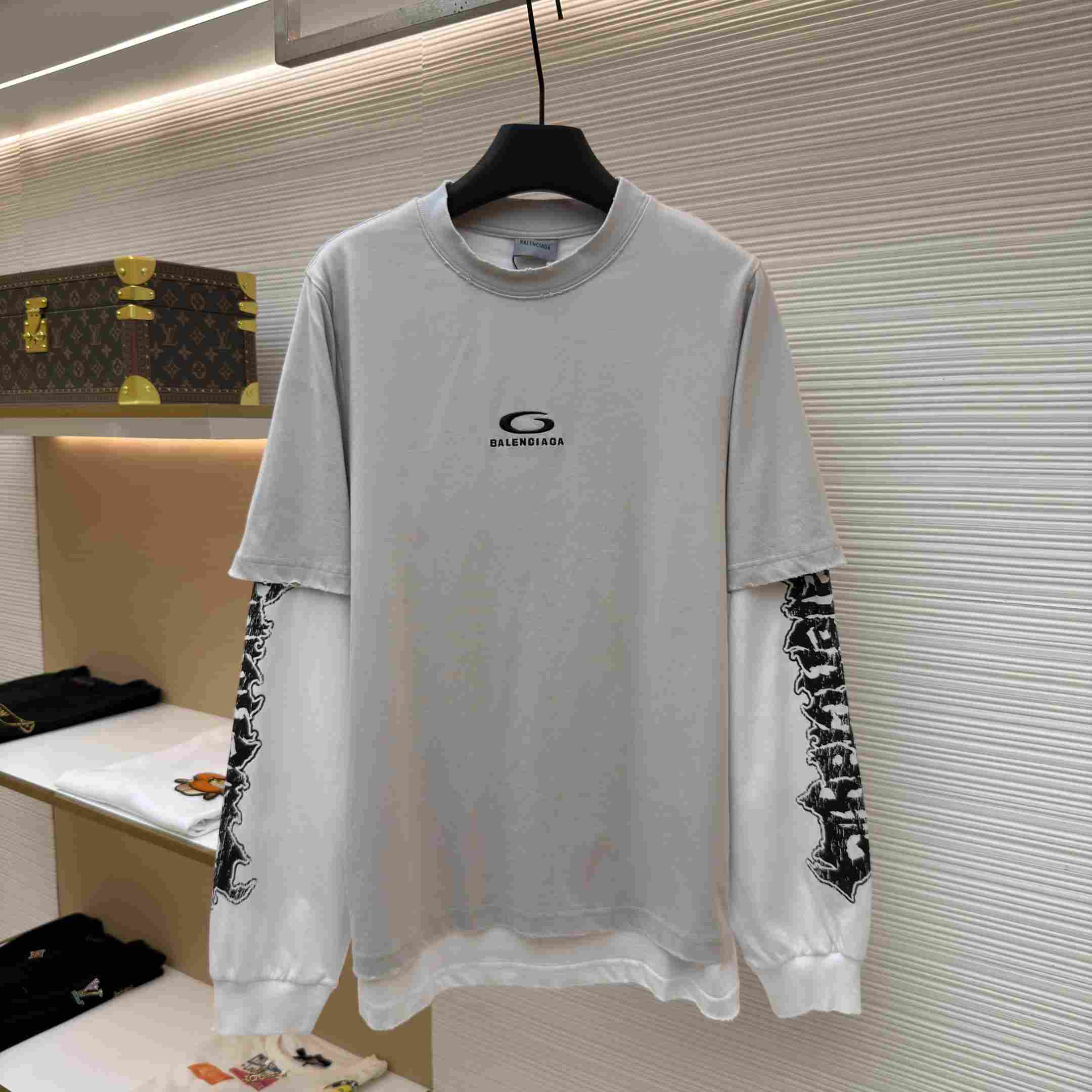 Balenciaga Hybrid Double T-shirt In Light Grey/White - DesignerGu