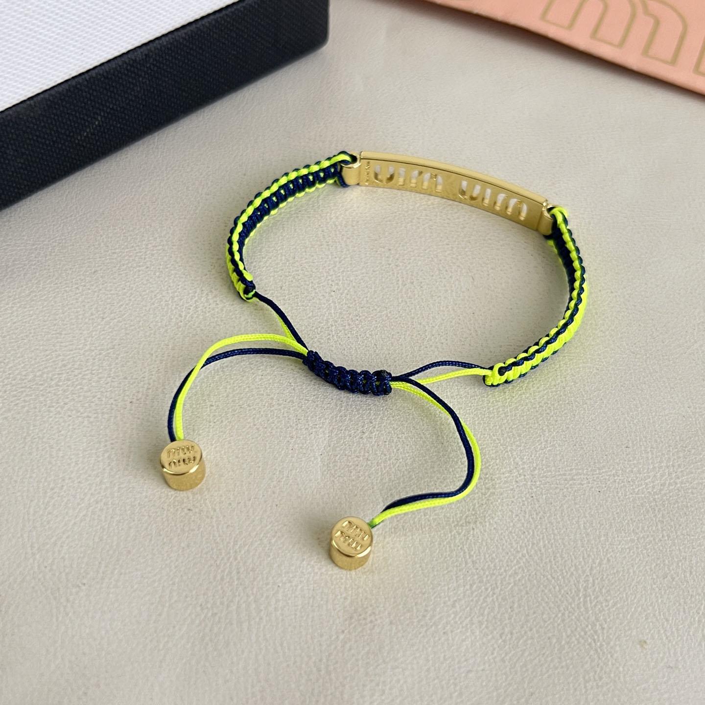 Miu Miu Cotton And Metal Bracelet - DesignerGu