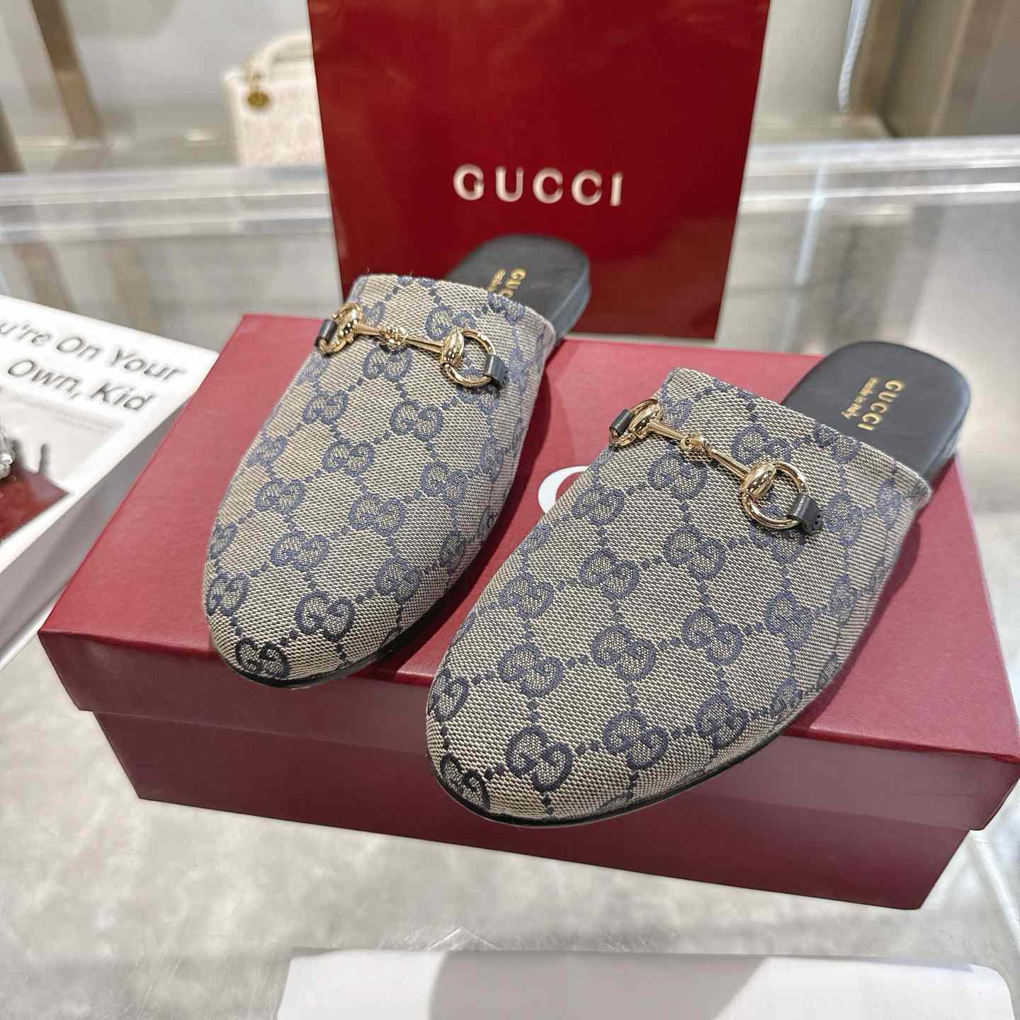 Gucci   Lucy Logo Suede Mule Loafers - DesignerGu
